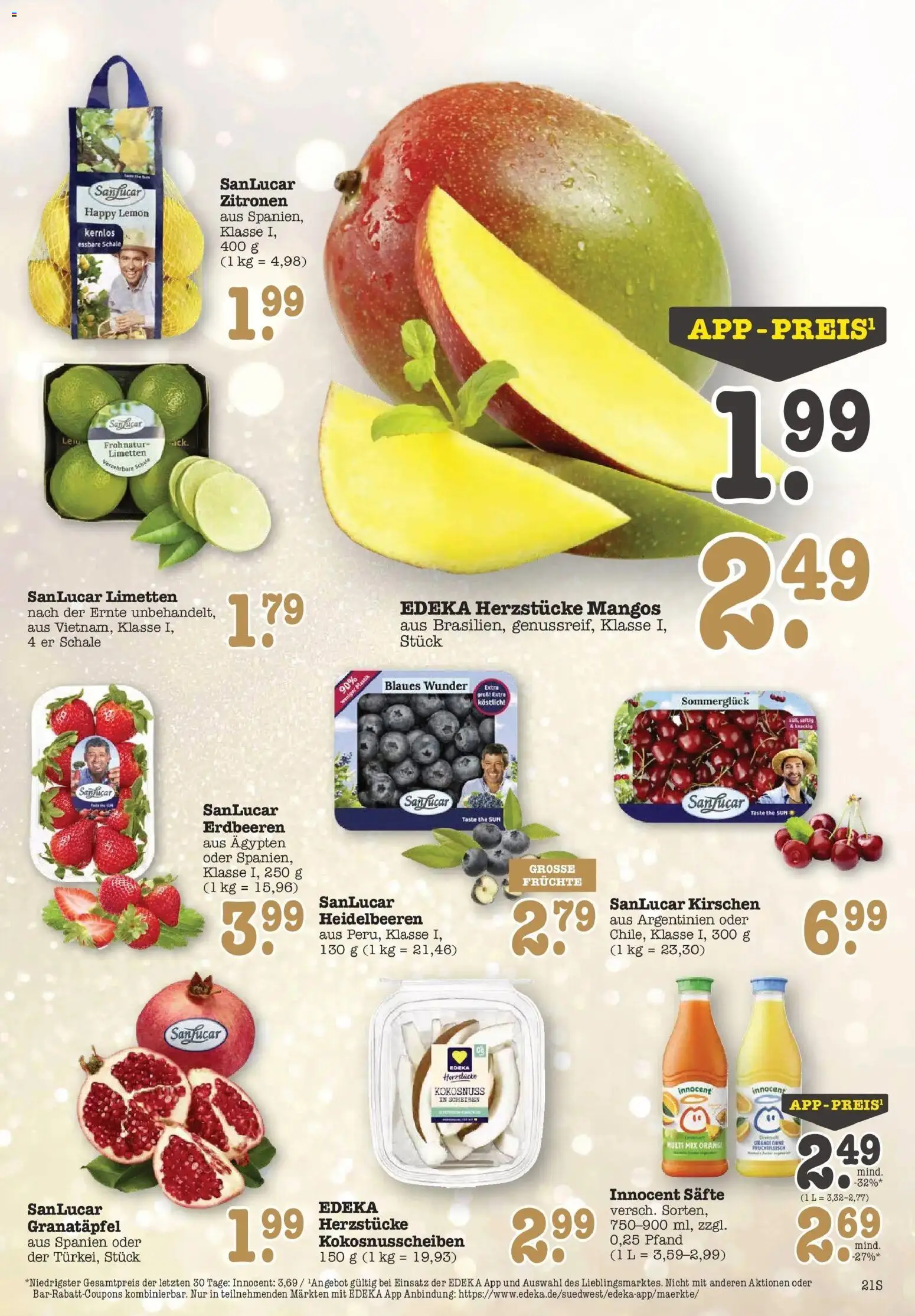 Edeka prospekt Bühlertal	 – gültig ab 15.12.2025 | Seite: 21 | Produkte: Granatapfel, Kirschen, Mango, Zitronen