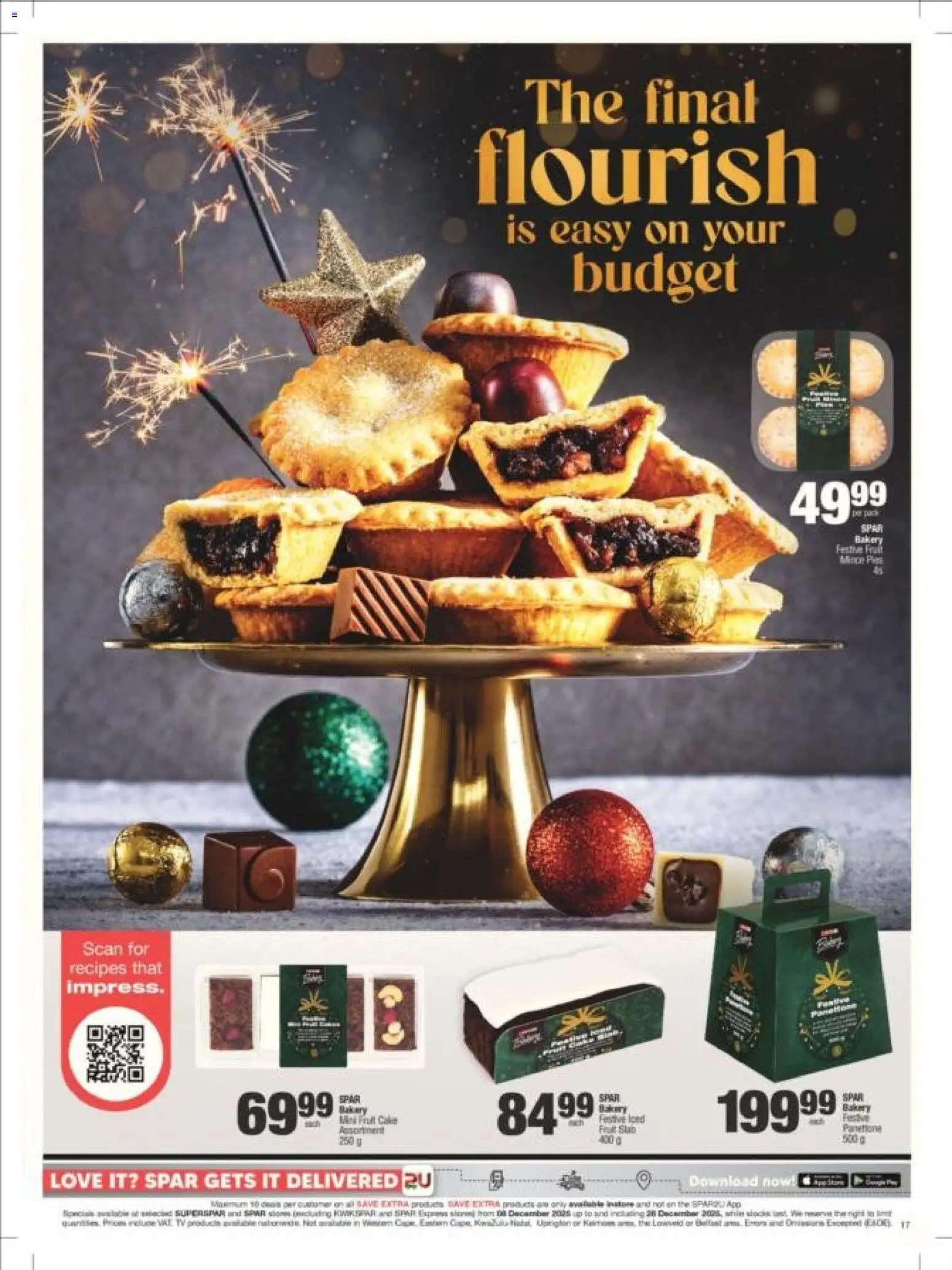 New Spar catalogue – valid from 08.12.2025 | Page: 17 | Products: Cake, Bakery, TV, Fruit