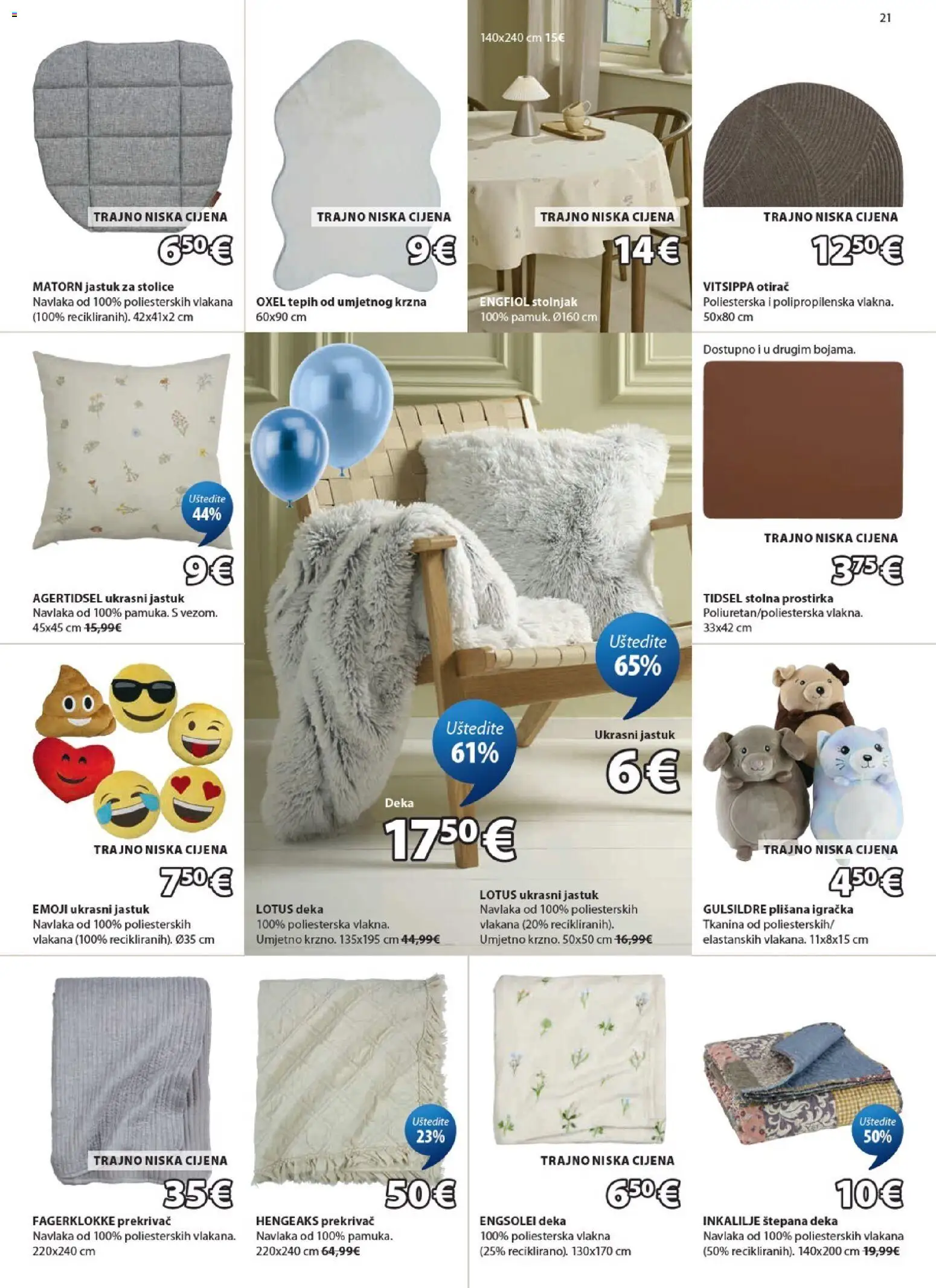 JYSK katalog | vrijedi od 22.04.2026 | Stranica: 21 | Proizvodi: Tepih, Otirač, Jastuk za stolice, Stolna prostirka