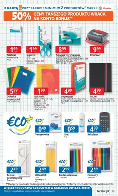 E.Leclerc Gazetka od 05.08.2025 | Strona: 15 | Produkty: Karta, Kalkulator, Zeszyt, Naklejki