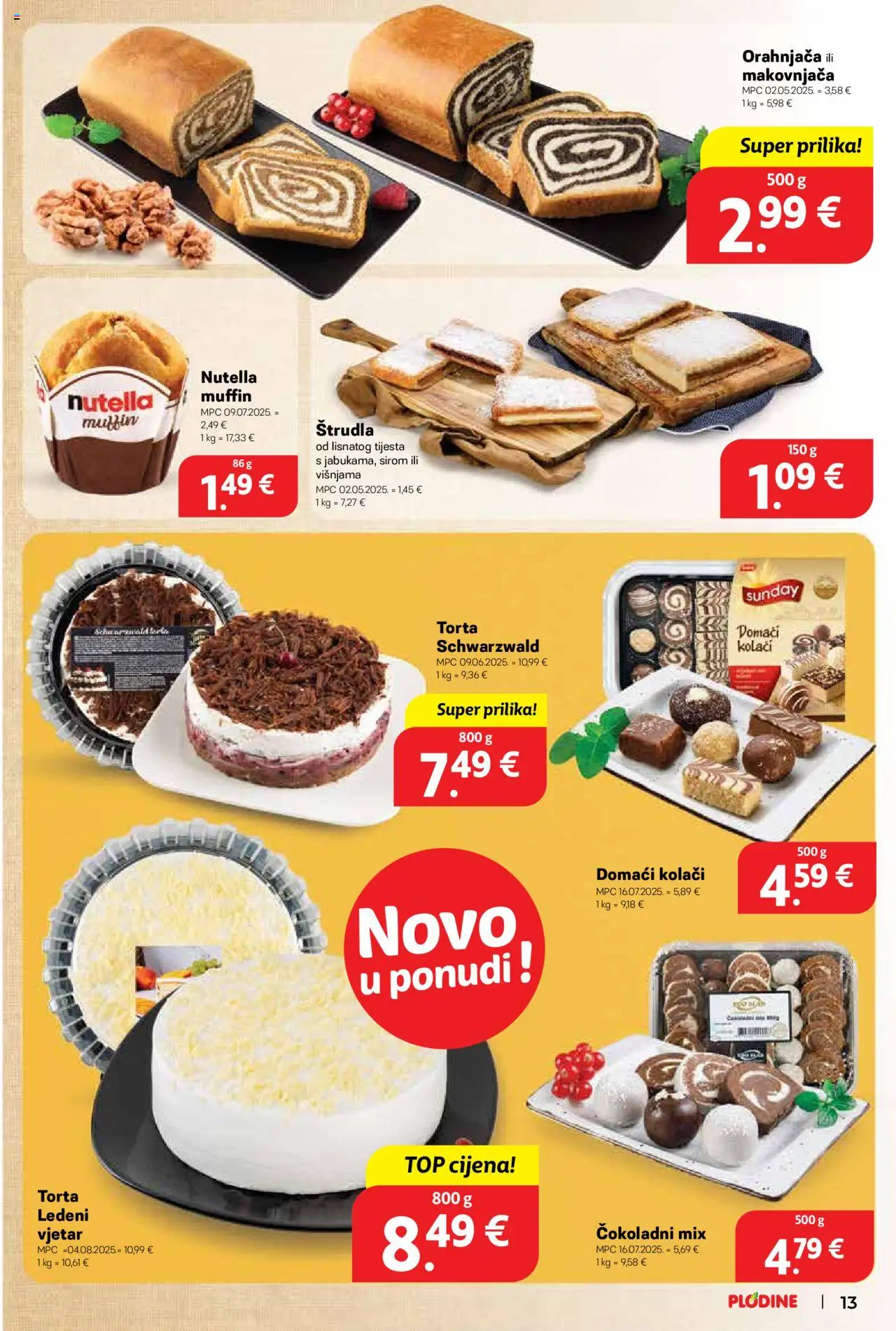 Plodine katalog | vrijedi od 06.08.2025 | Stranica: 13 | Proizvodi: Nutella, Torta