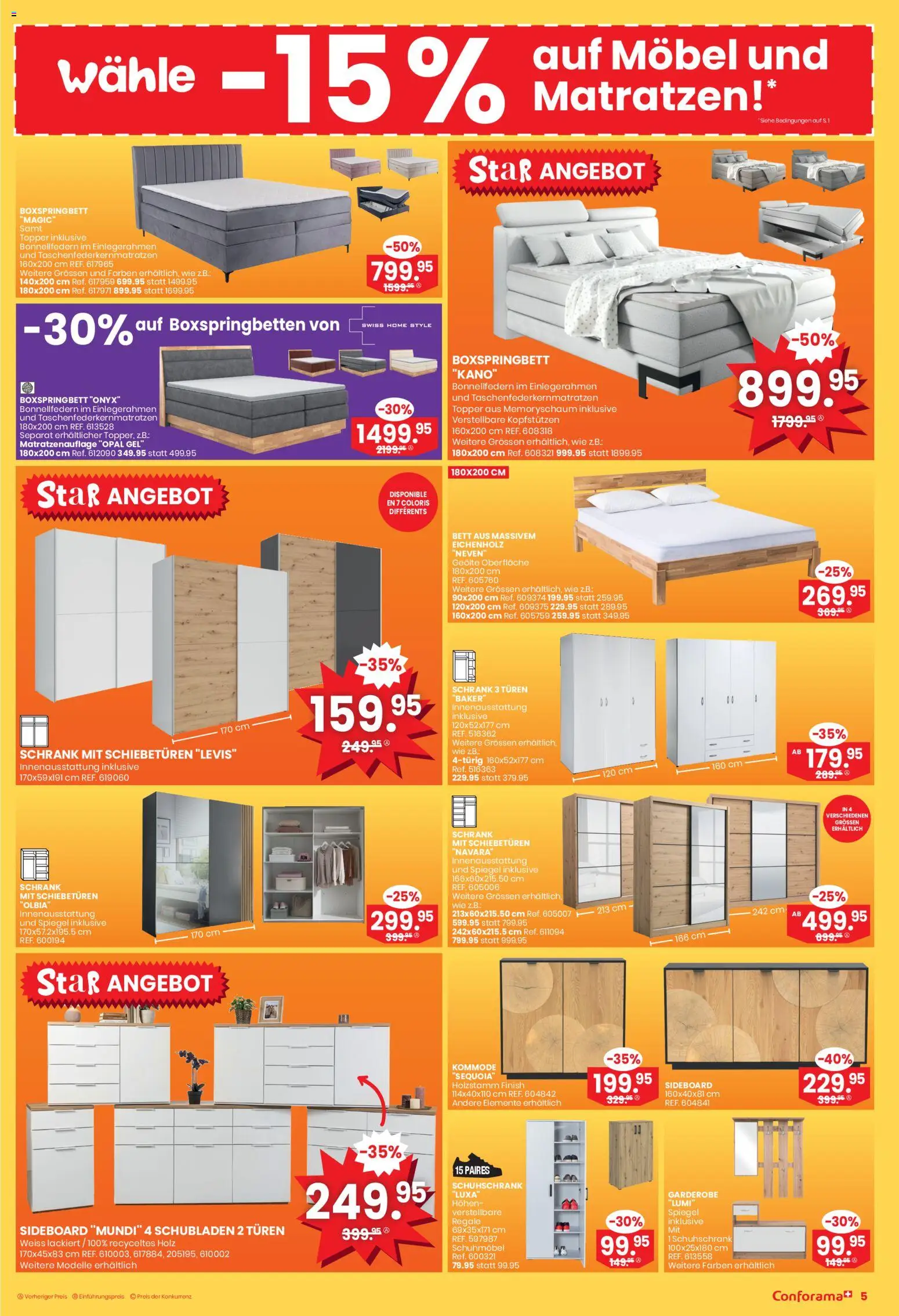 Conforama Aktionen – gültig ab 21.01.2026 | Seite: 5 | Produkte: Topper, Schrank, Schuhschrank, Boxspringbett