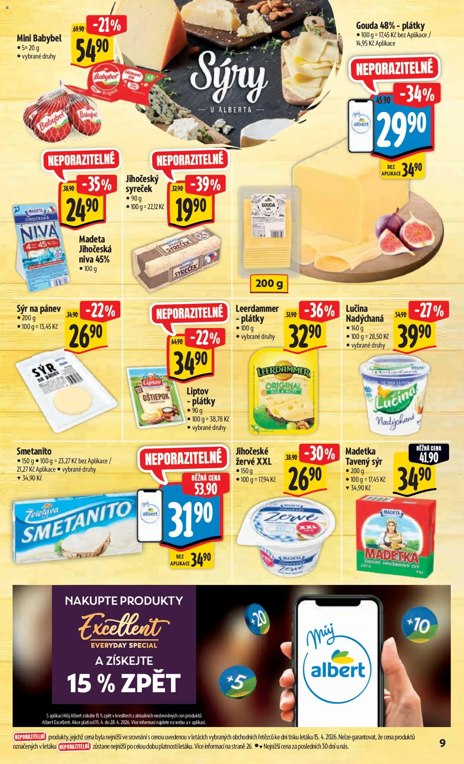 Albert leták - Hypermarket od 22.04.2026 | Strana: 17 | Produkty: Tavený sýr, Sýr, Babybel, Niva
