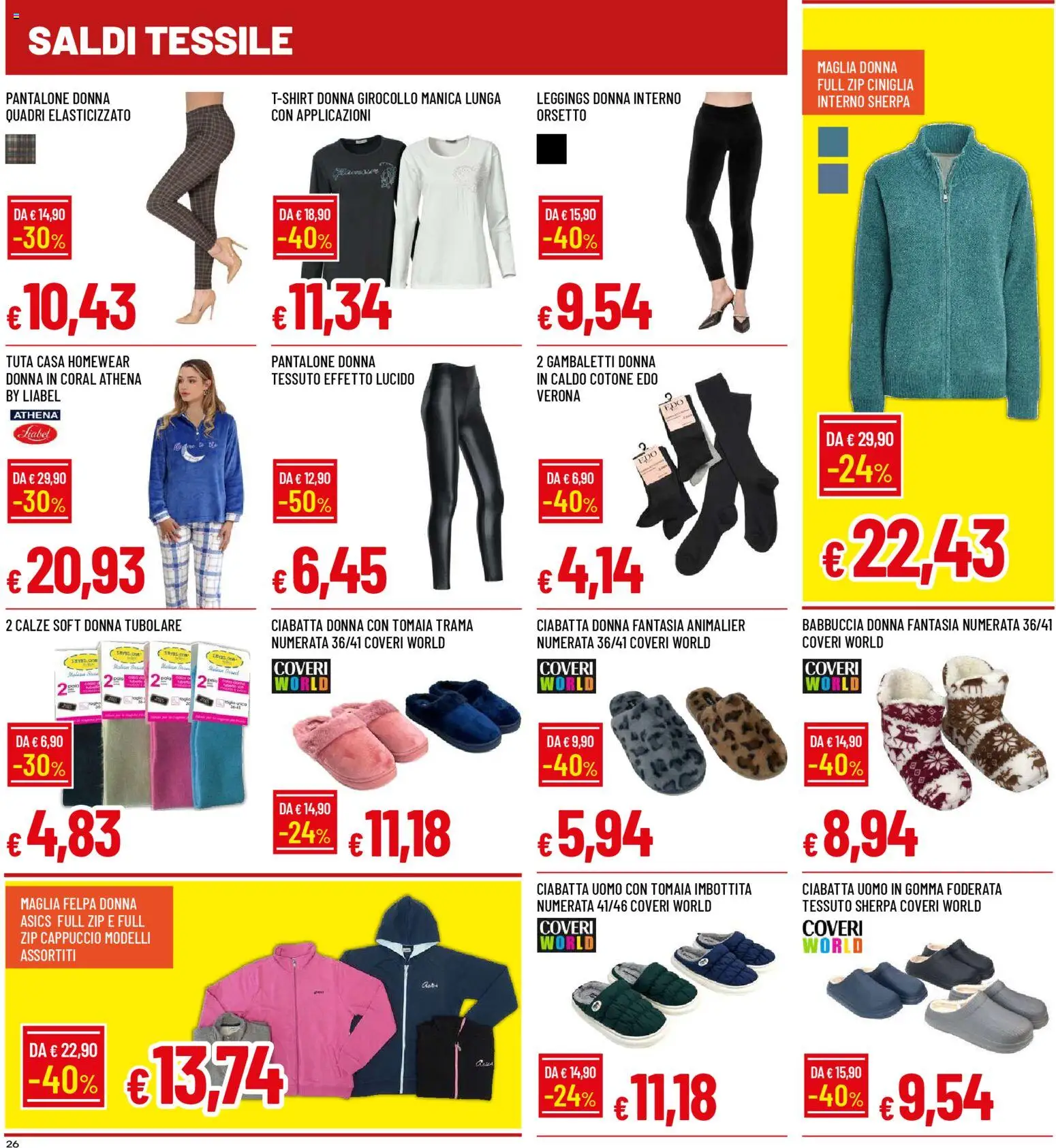 Volantino Famila del 08.01.2026 | Pagina: 26 | Prodotti: Felpa, Leggings, Gambaletti, Cappuccio