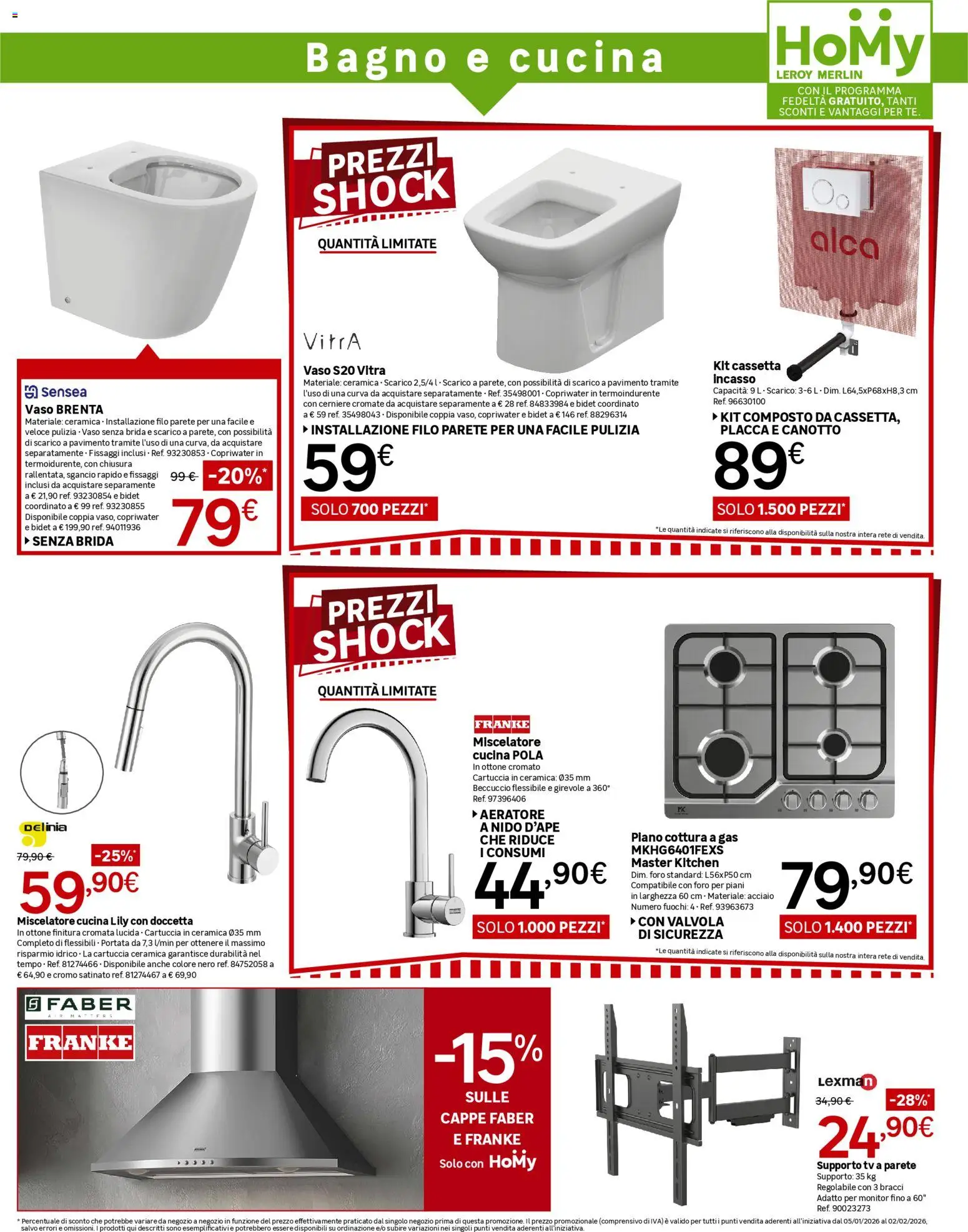 Volantino Leroy Merlin del 05.01.2026 | Pagina: 7 | Prodotti: Piano cottura, TV, Miscelatore, Bagno
