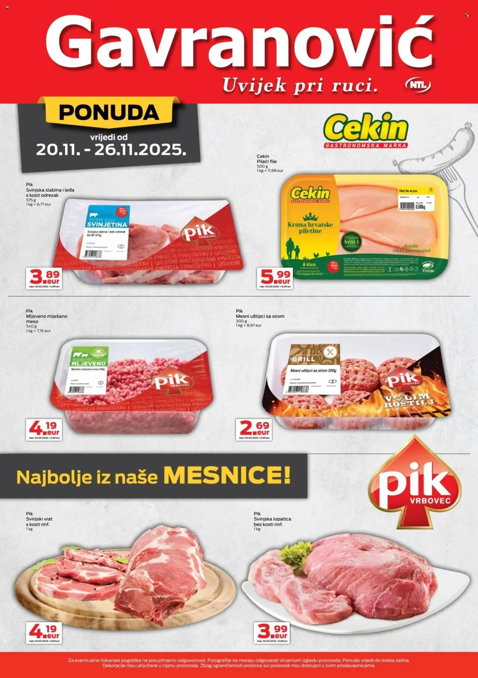 Gavranović katalog | vrijedi od 20.11.2025 | Stranica: 5 | Proizvodi: Svinjska lopatica, Meso, Piletina, Lopatica