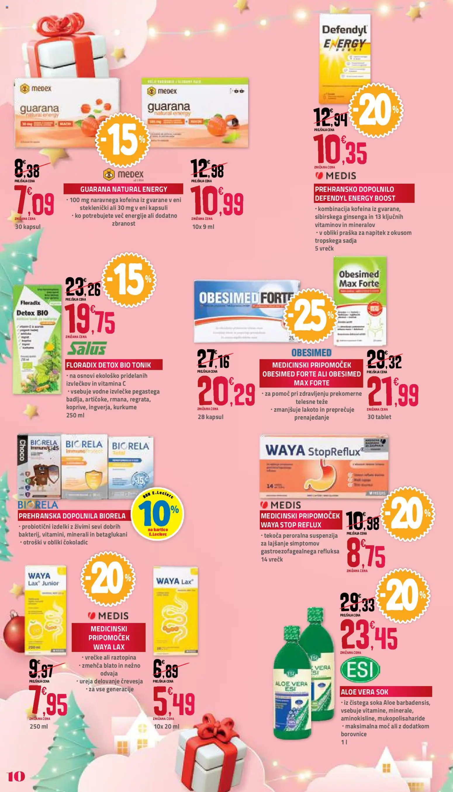 Novi E.leclerc katalog ponudbe – veljaven od 28.11.2025 | Stran: 10 | Izdelki: Prehranska dopolnila, Sok, Tonik, Borovnice