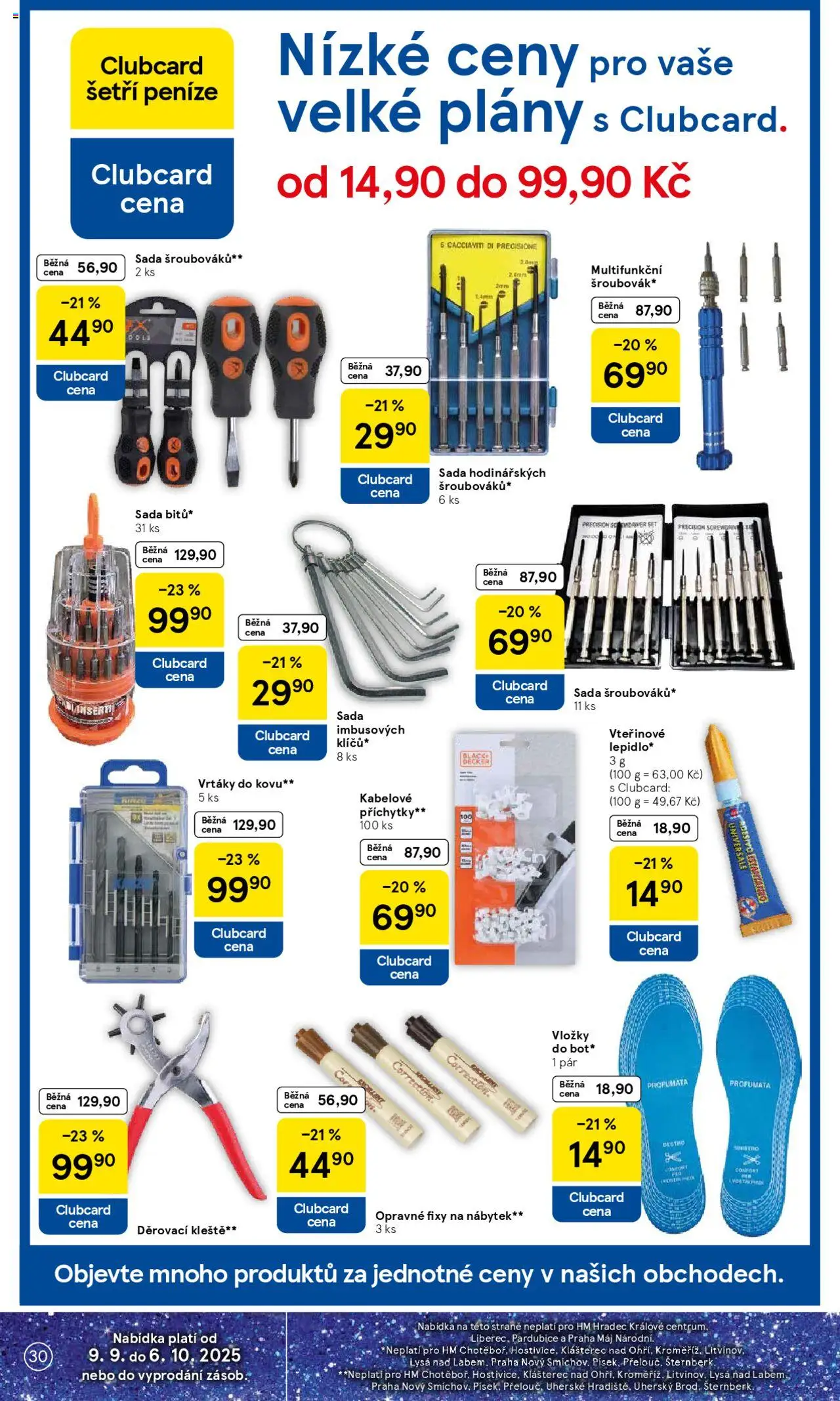 Tesco leták - Hypermarket od 10.09.2025 | Strana: 30 | Produkty: Vložky, Fixy, Nábytek, Děrovací kleště