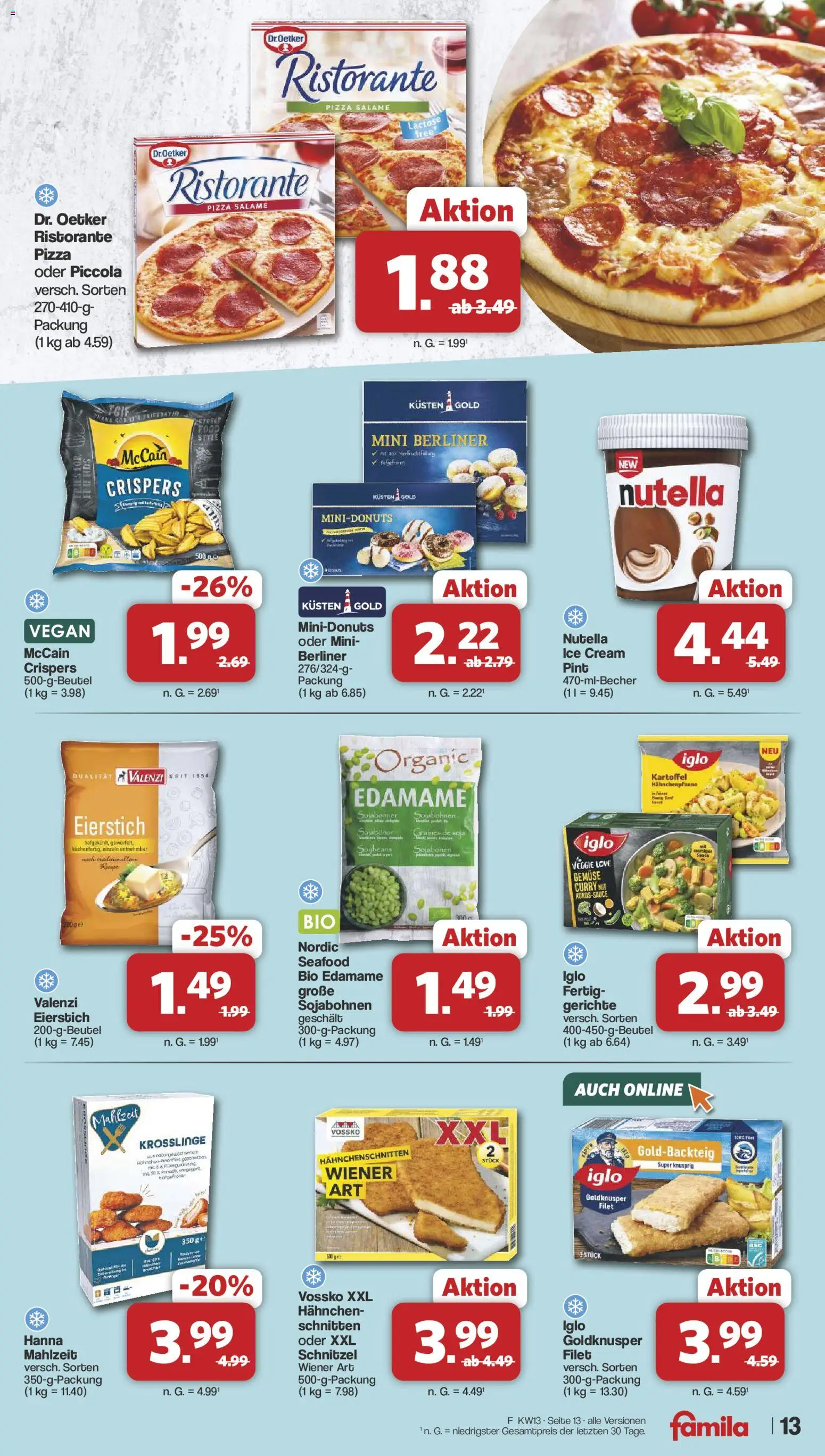 Famila Nordwest Prospekt 	 – gültig ab 23.03.2026 | Seite: 13 | Produkte: McCain, Nutella, Gemüse, Pizza