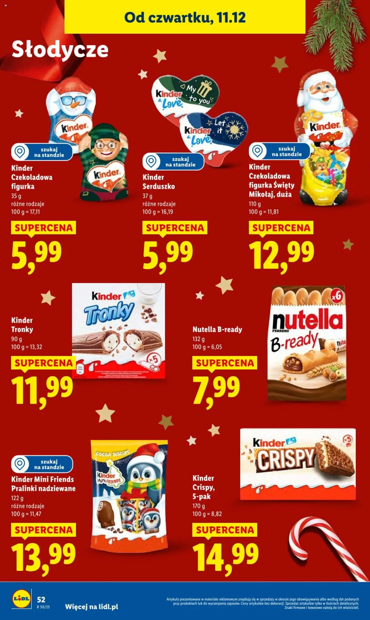Lidl Gazetka od 11.12.2025 | Strona: 52 | Produkty: Słodycze, Czekoladowa, Nutella
