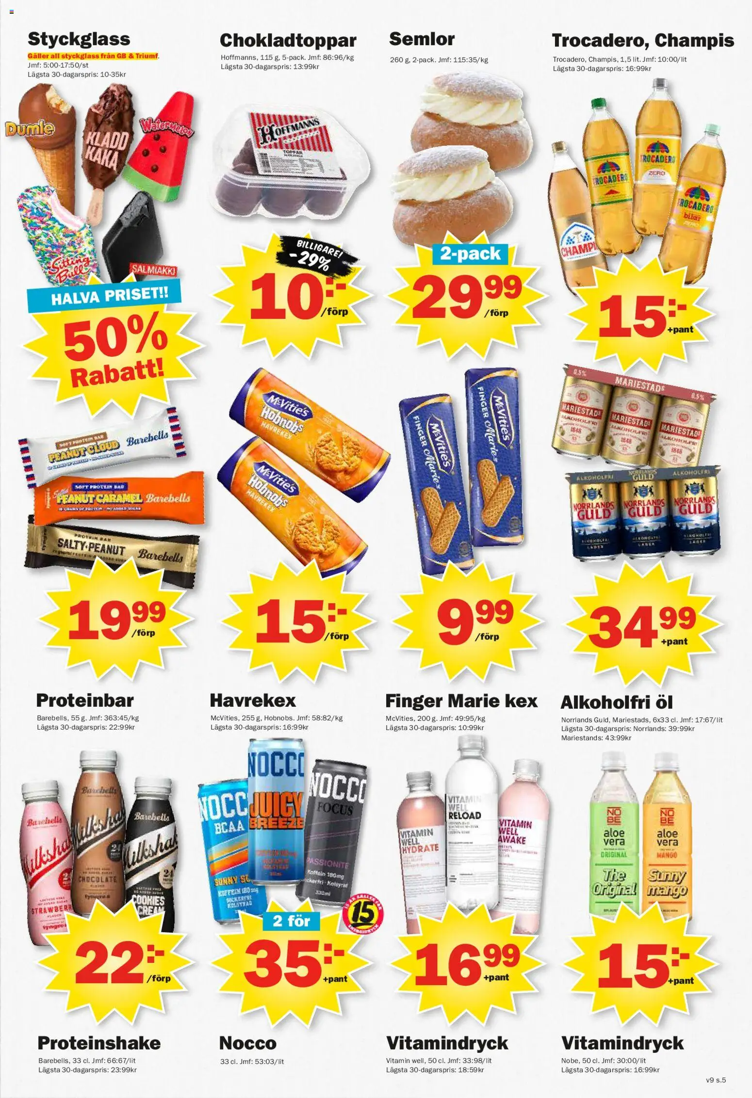 Pekås reklamblad aktuell från 23.02.2026 | Sida: 5 | Produkter: Galler, Proteinbar, Öl, Mango