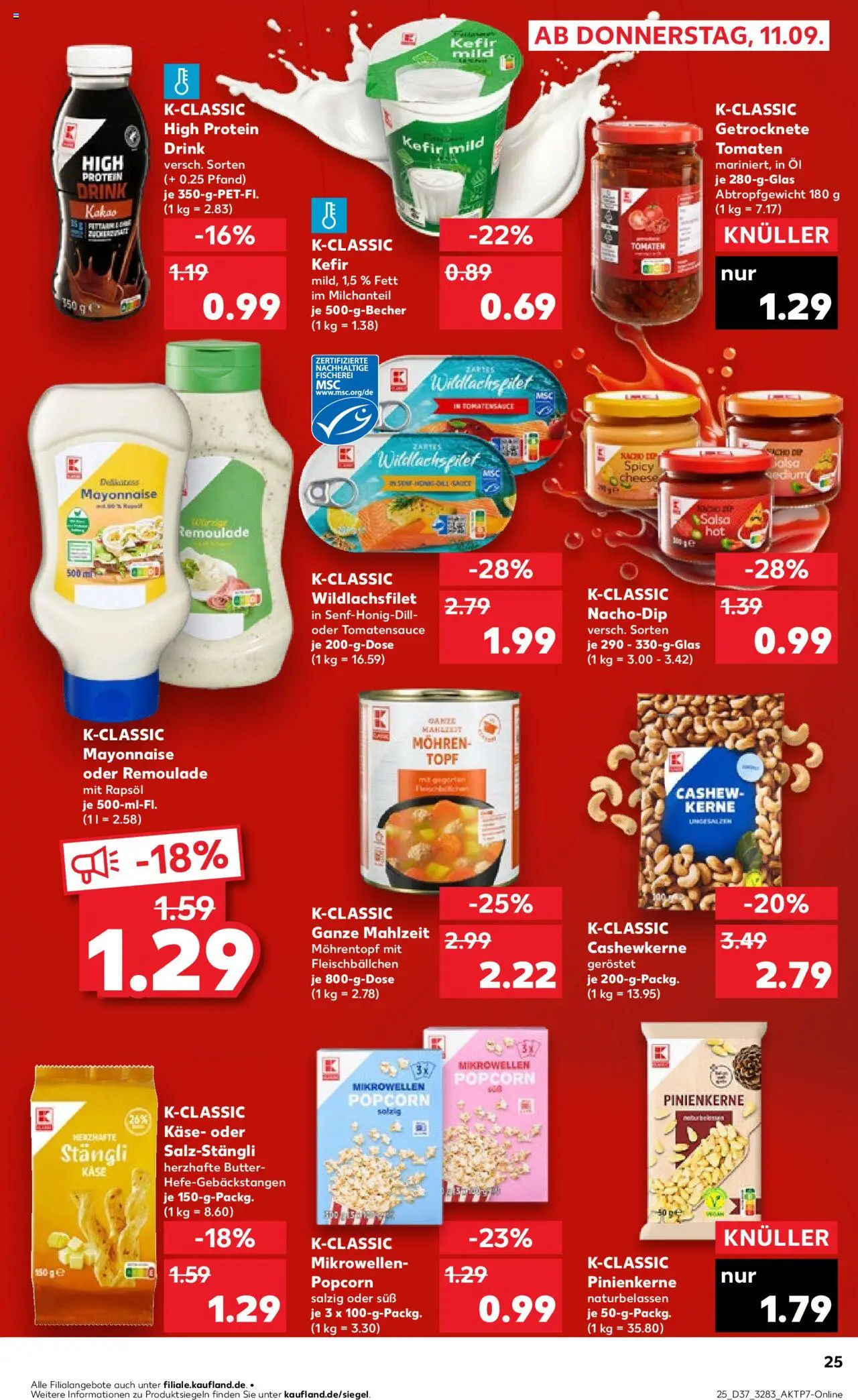 Kaufland prospekt Rostock	 – gültig ab 11.09.2025 | Seite: 25 | Produkte: Kefir, Rapsöl, Tomaten, Mayonnaise