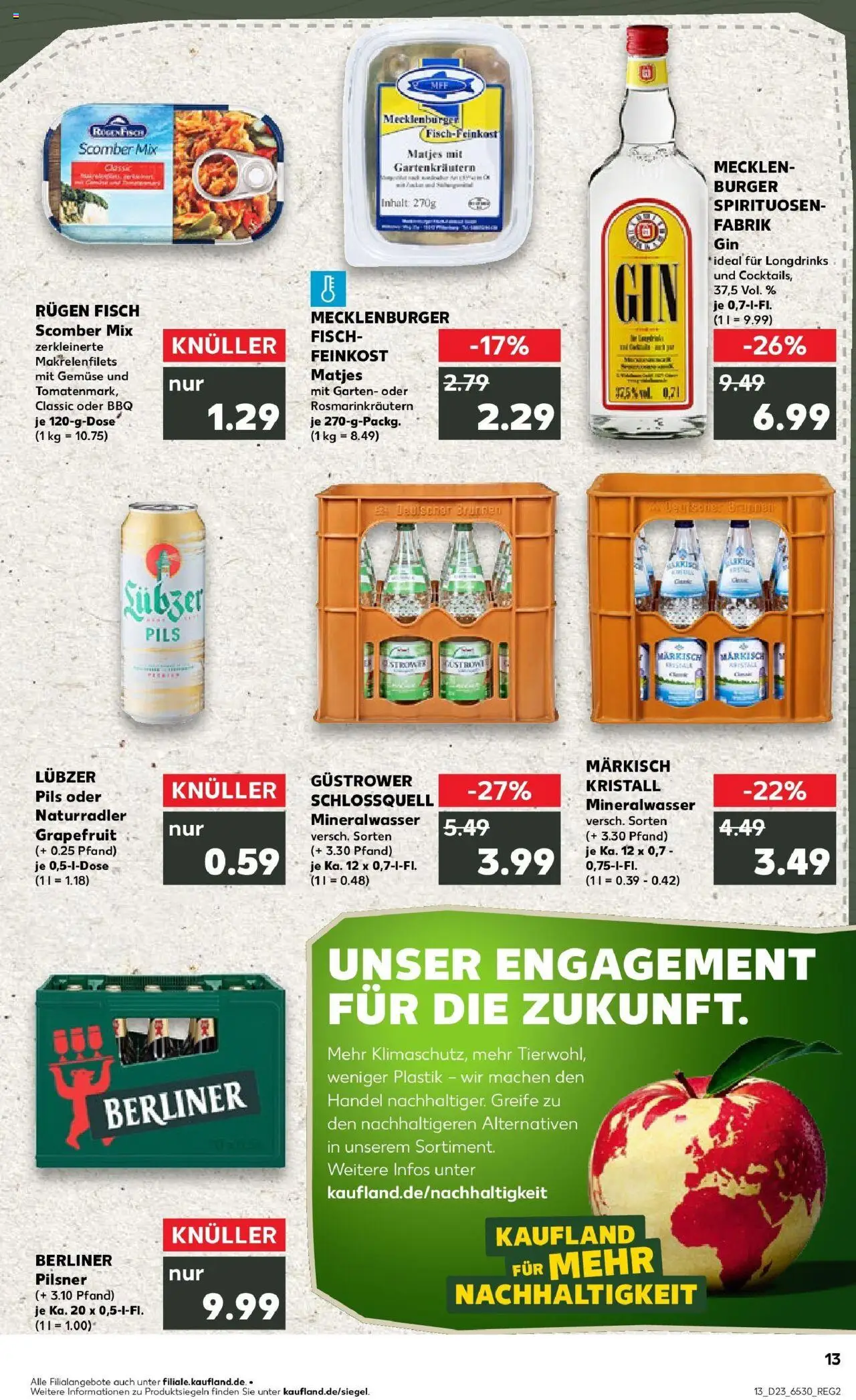 Kaufland prospekt Pasewalk	 - gültig ab dem 09.06.2025 | Seite: 28 | Produkte: Fisch, Gemüse, Gin, Berliner pilsner