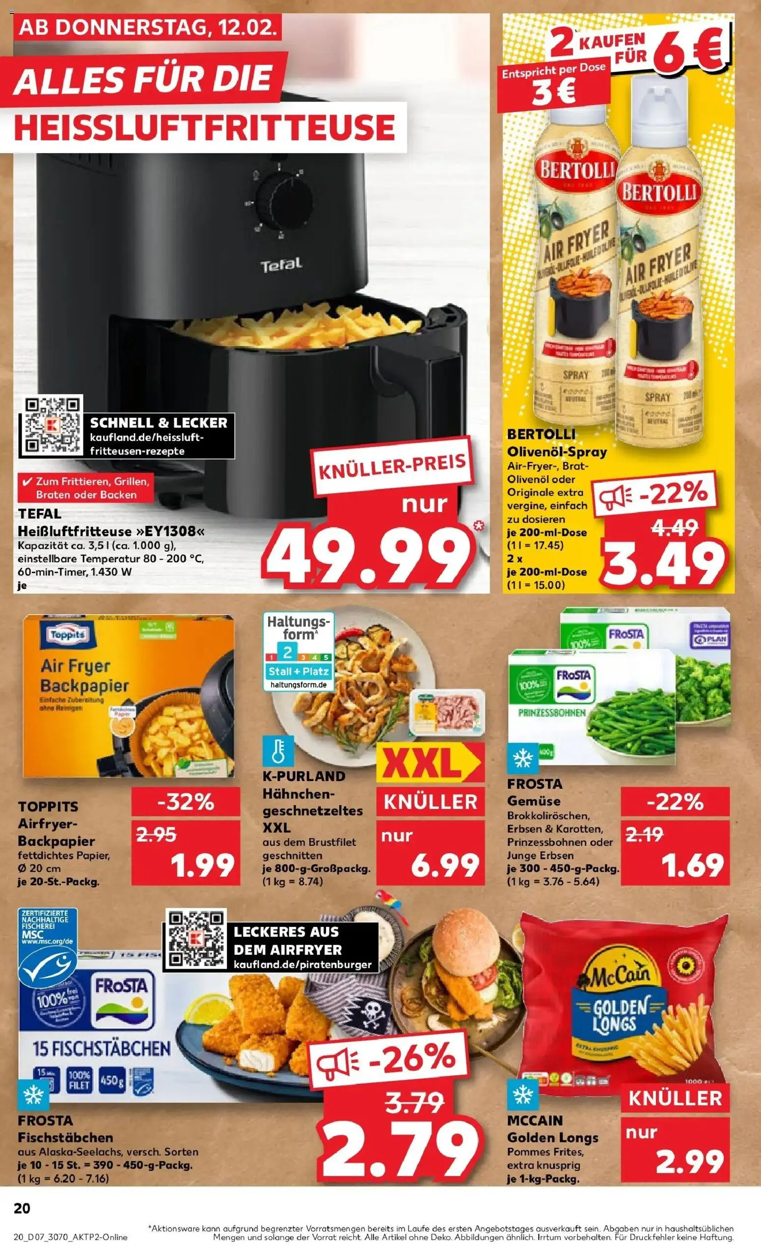 Kaufland prospekt Ahrensfelde	 – gültig ab 16.02.2026 | Seite: 20 | Produkte: Hahnchen, Olivenol, Frosta, Heißluftfritteuse