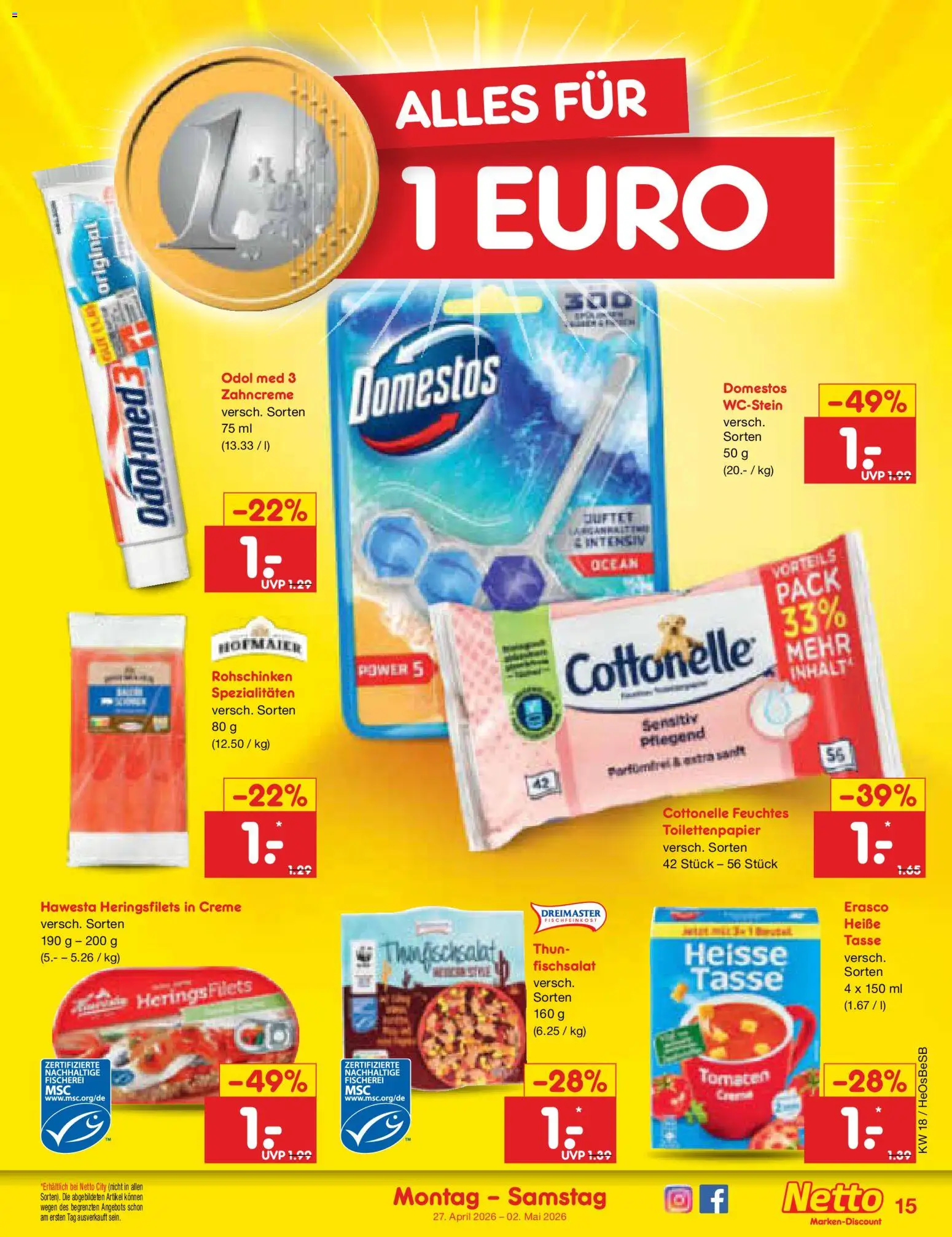 Netto Marken-Discount Prospekt 	 – gültig ab 27.04.2026 | Seite: 17 | Produkte: Creme, Erasco, Toilettenpapier, Feuchtes Toilettenpapier