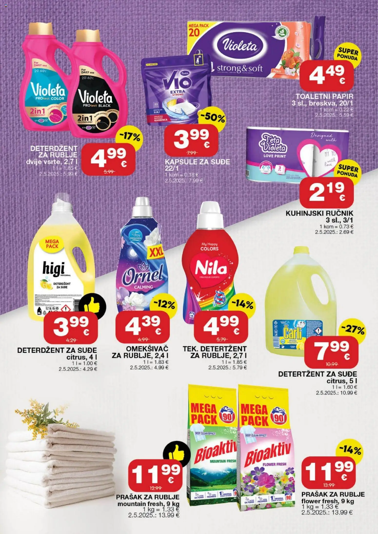 Stanić Diskont katalog | vrijedi od 19.02.2026 | Stranica: 10 | Proizvodi: Prašak za rublje, Ručnik, Nila, Violeta