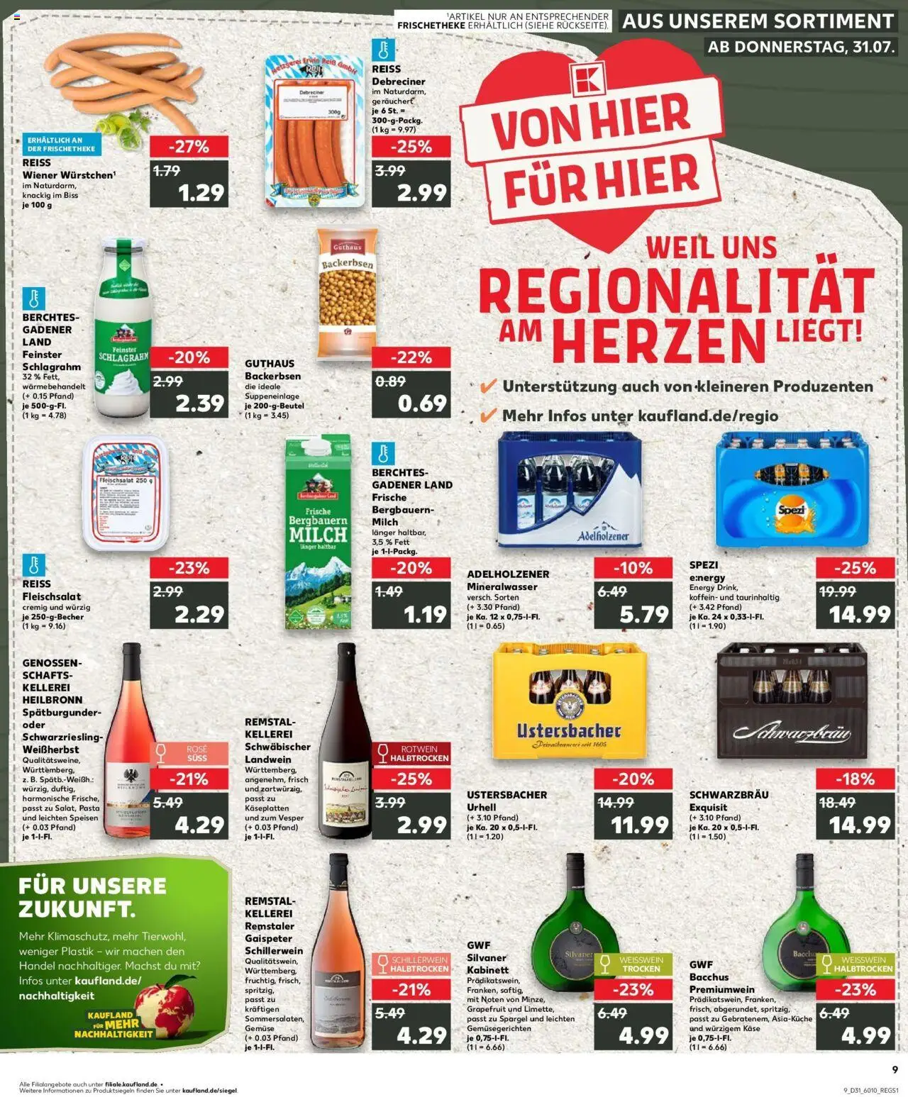 Kaufland prospekt Neusäß	 - gültig ab dem 03.08.2025 | Seite: 20 | Produkte: Milch, Weißwein, Spargel, Mineralwasser