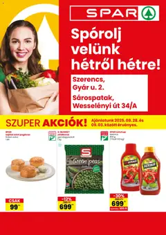 Spar Szerencs, Sárospatak szórólap - amely érvényes a következő dátumtól: 28.08.2025