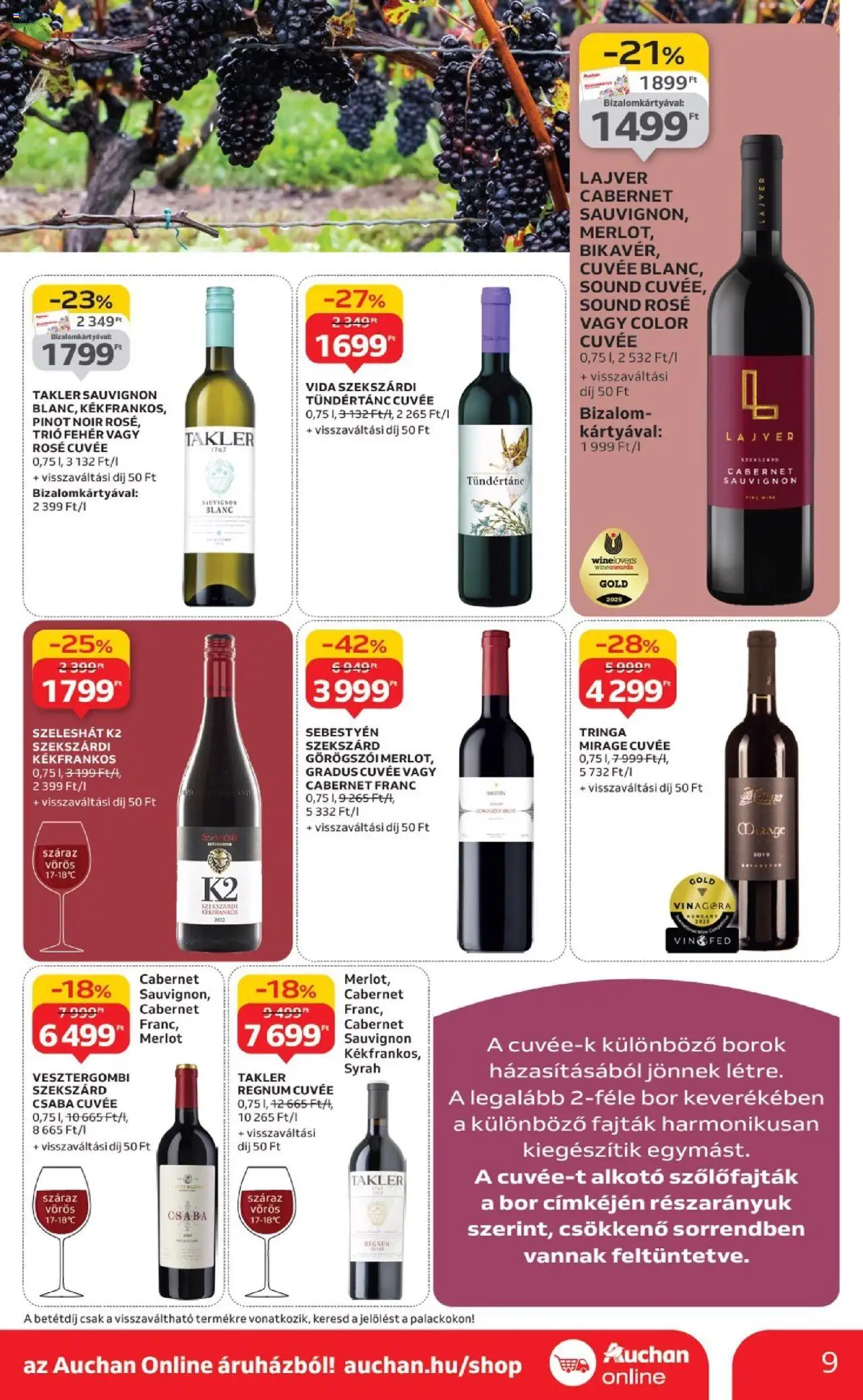 Auchan akciós ujság - amely érvényes a következő dátumtól: 02.10.2025 | Oldal: 9 | Termékek: Bor
