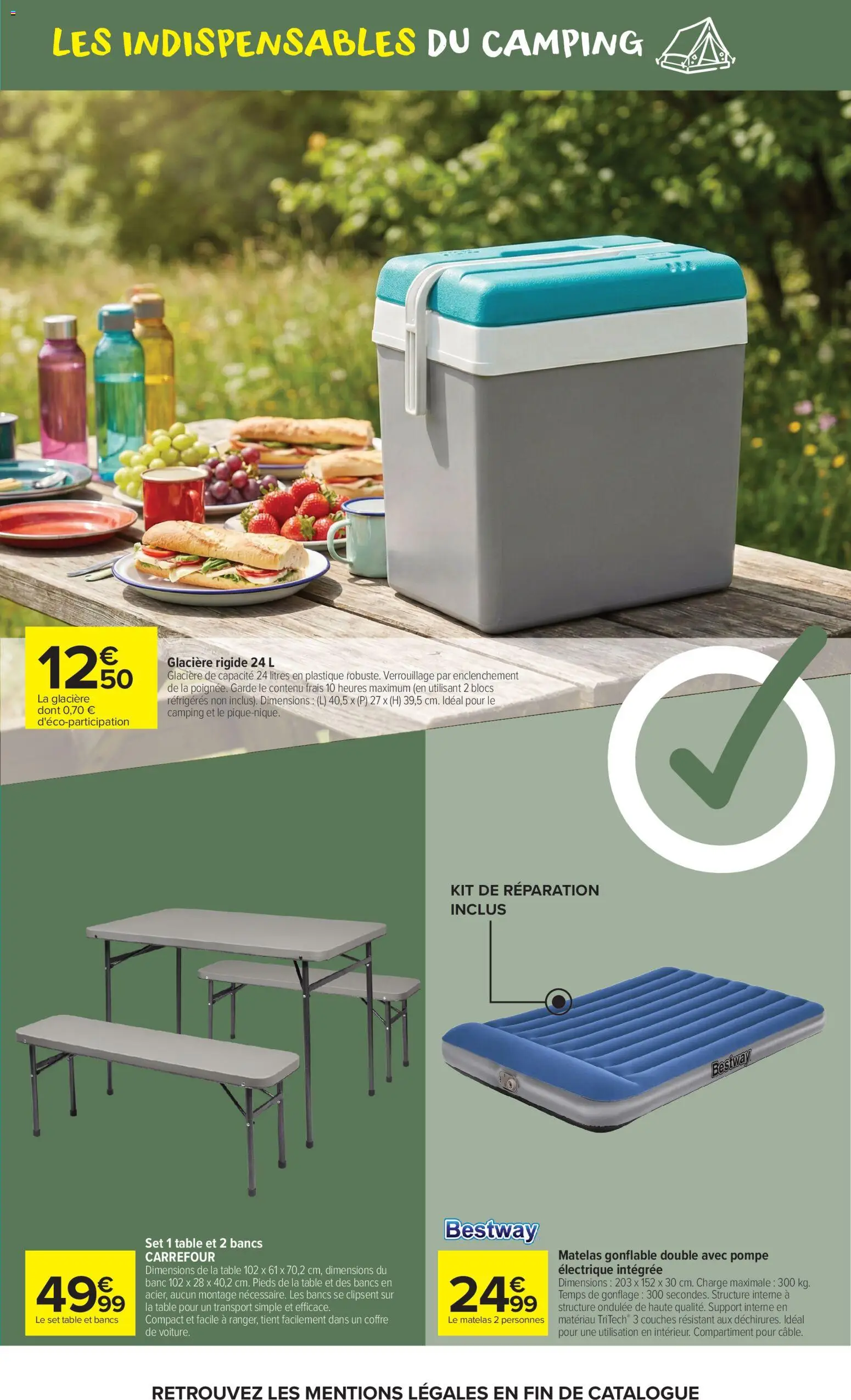 {H1} | Page: 9 | Produits: Couches, Matelas, Glacière, Table