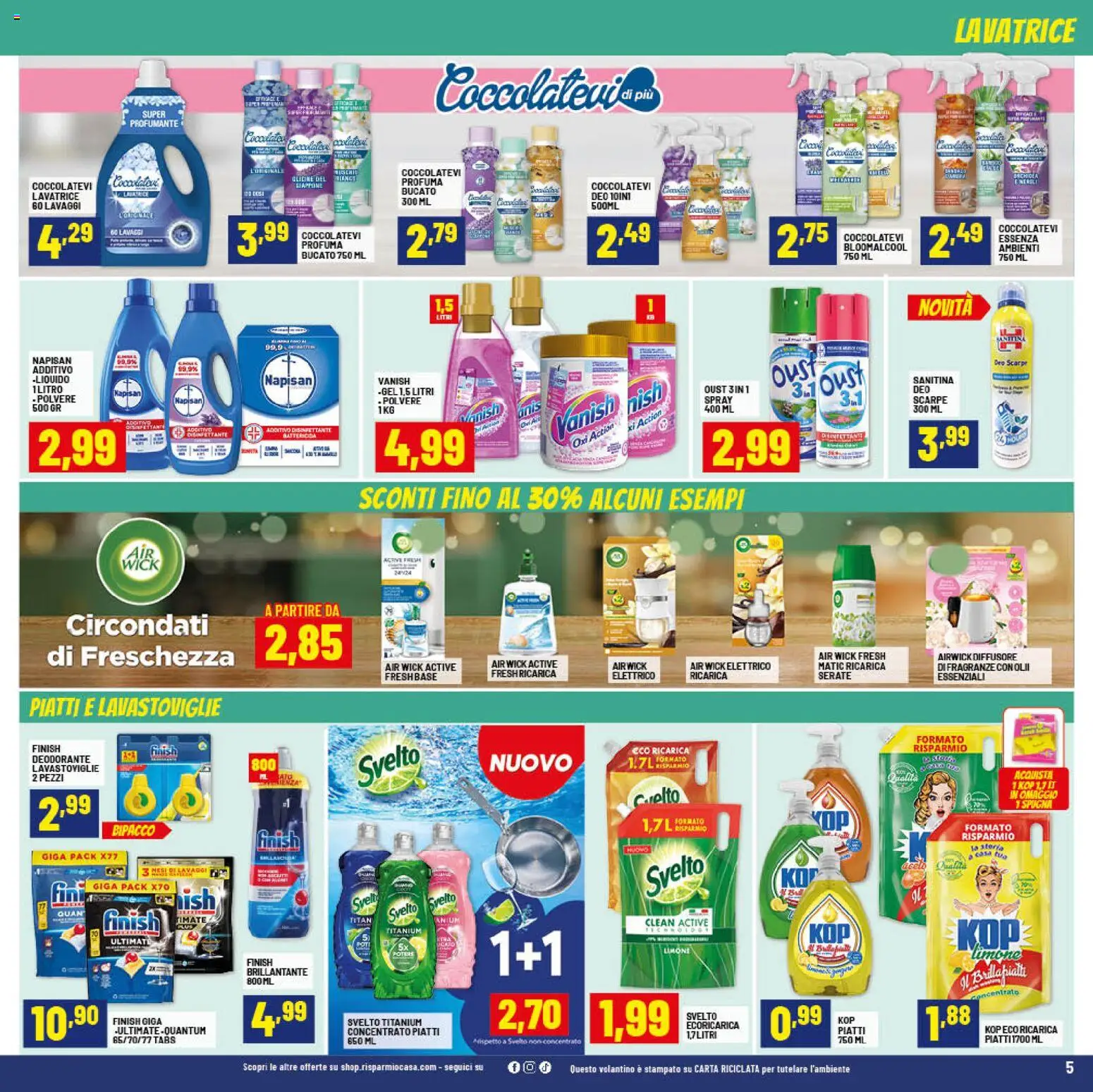 Volantino RisparmioCasa del 24.01.2026 | Pagina: 5 | Prodotti: Deodorante, Limone, Scarpe, Lavastoviglie