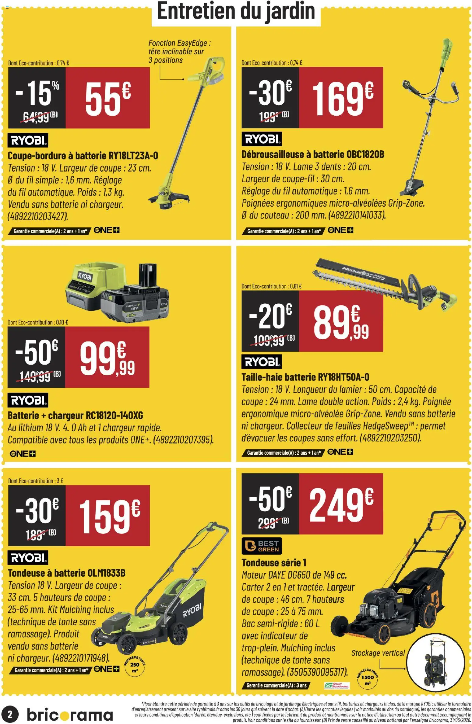 {H1} | Page: 2 | Produits: Poids, Tondeuse, Poignées, Batterie