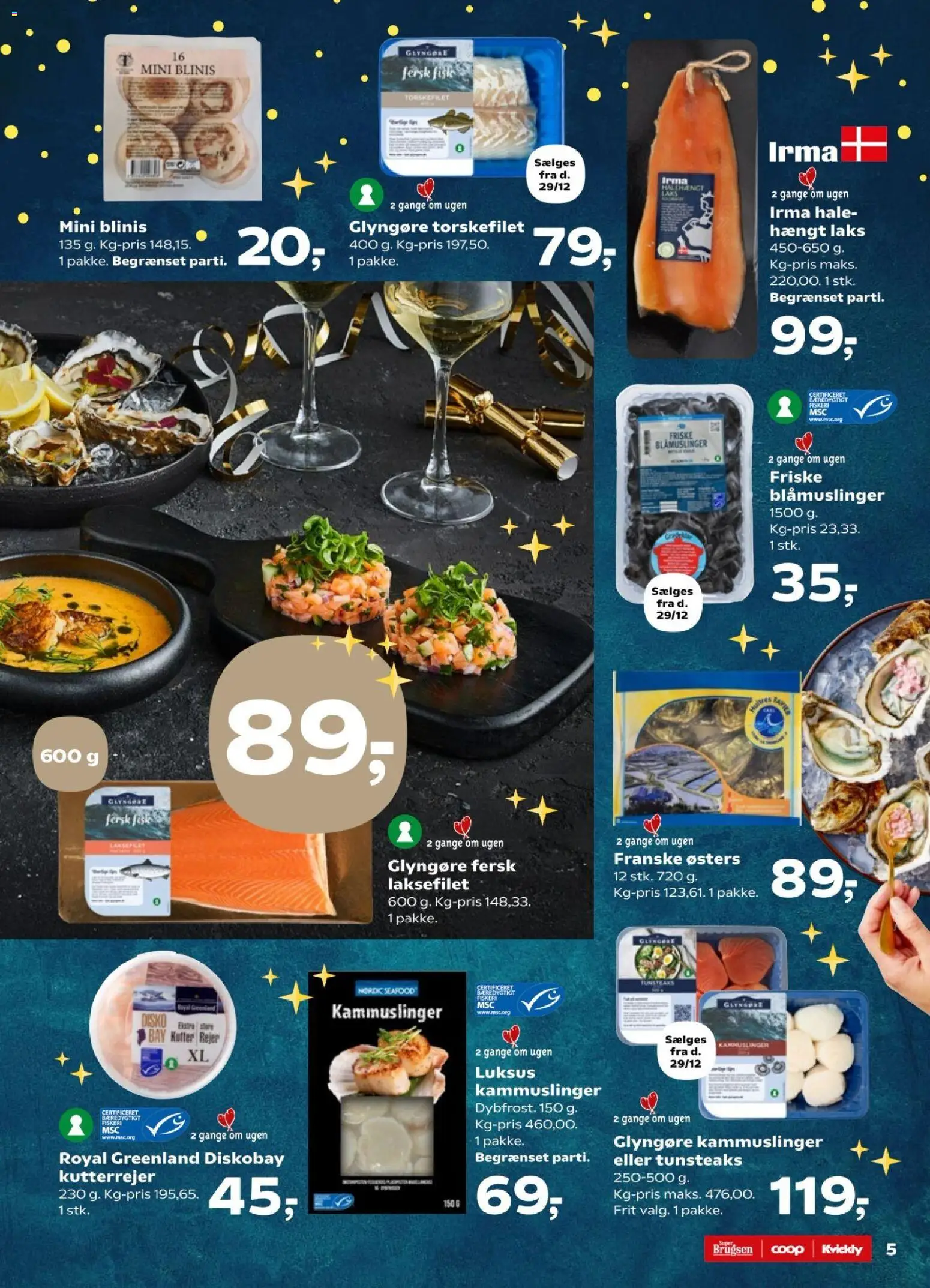 Super Brugsen tilbudsavis – gyldig fra 26.12.2025 | Side: 5 | Produkter: Fisk, Rejer, Torskefilet