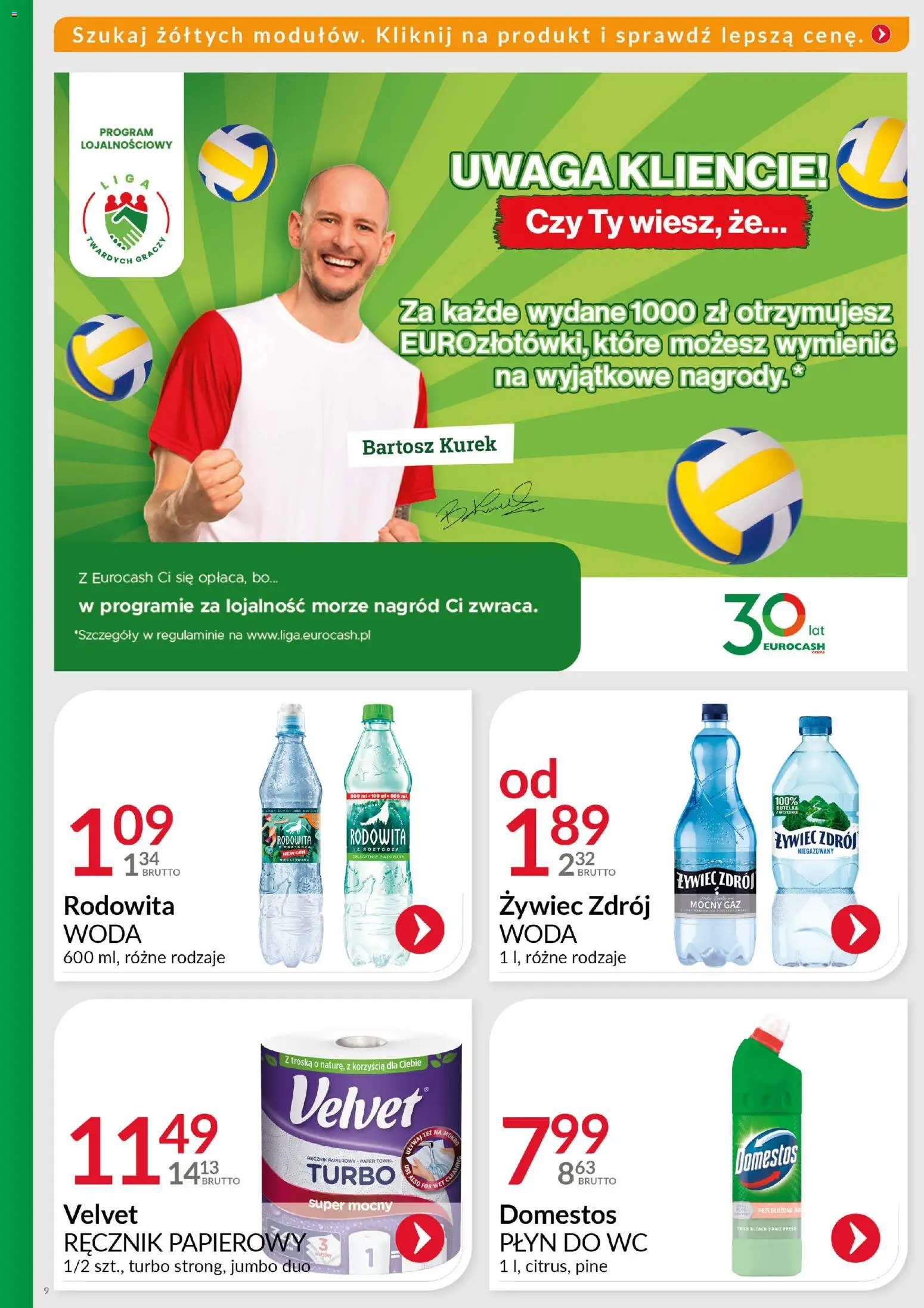 Eurocash Gazetka - Ofensywa Cenowa Spożywcza od 16.11.2025 | Strona: 9 | Produkty: Domestos, Ręcznik papierowy, Woda