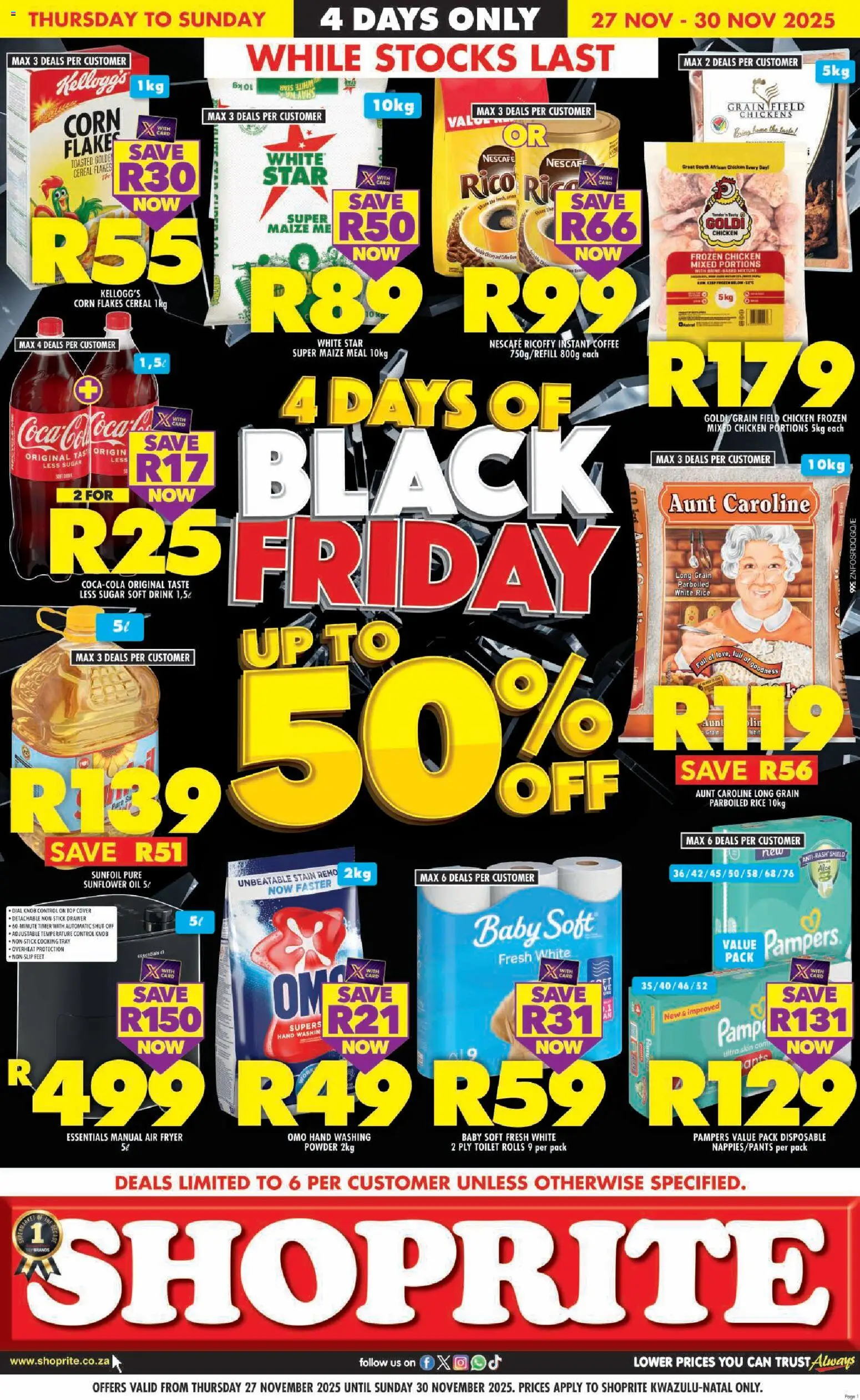 New Shoprite catalogue – valid from 27.11.2025 | Page: 1 | Products: Timer, Air fryer, Oil, Rice