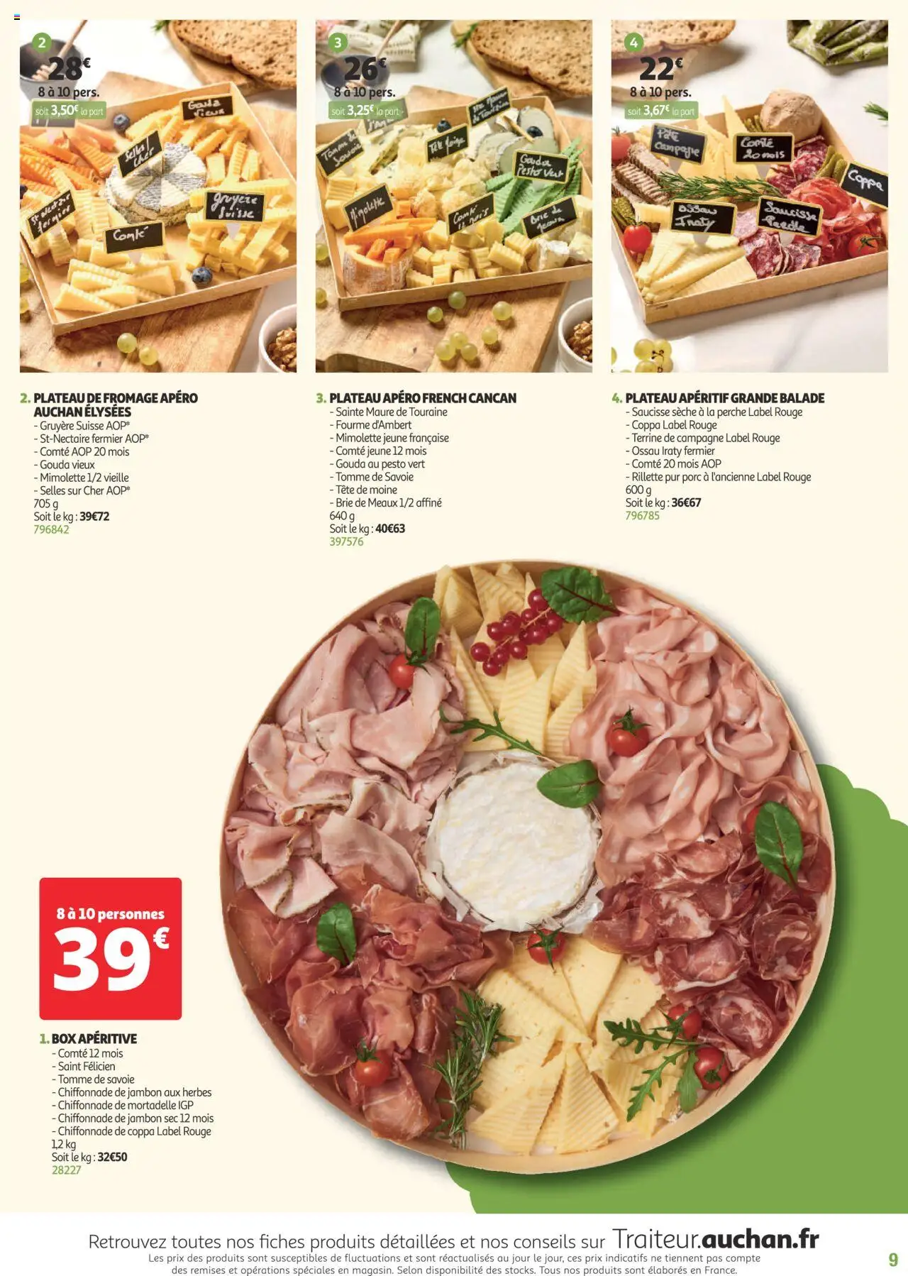  | Page: 9 | Produits: Plateau, Saucisse, Porc, Tête de moine