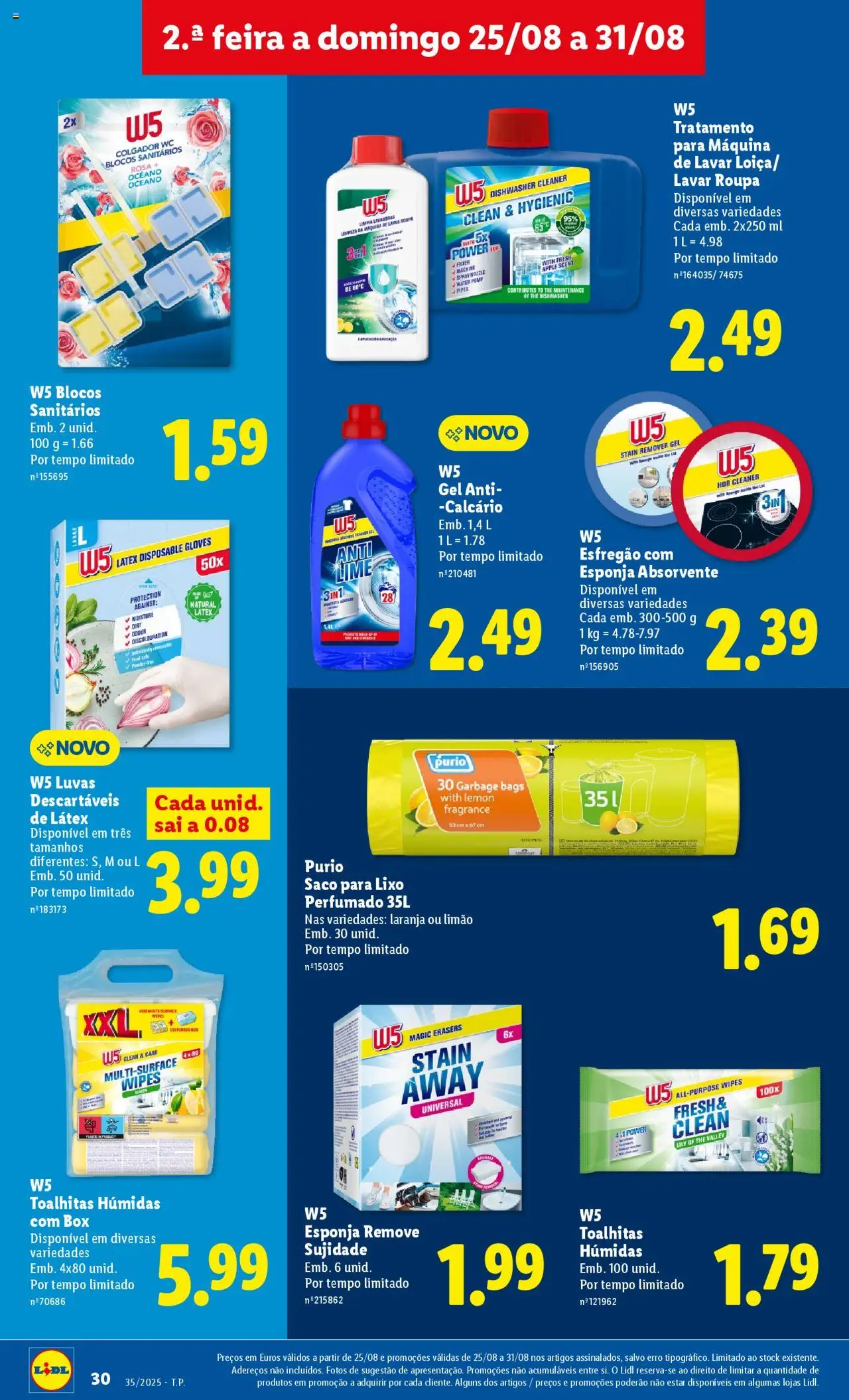 Lidl folheto │ válido de 25.08.2025 | Página: 30 | Produtos: Luvas, Esfregão, Máquina de lavar, Esponja