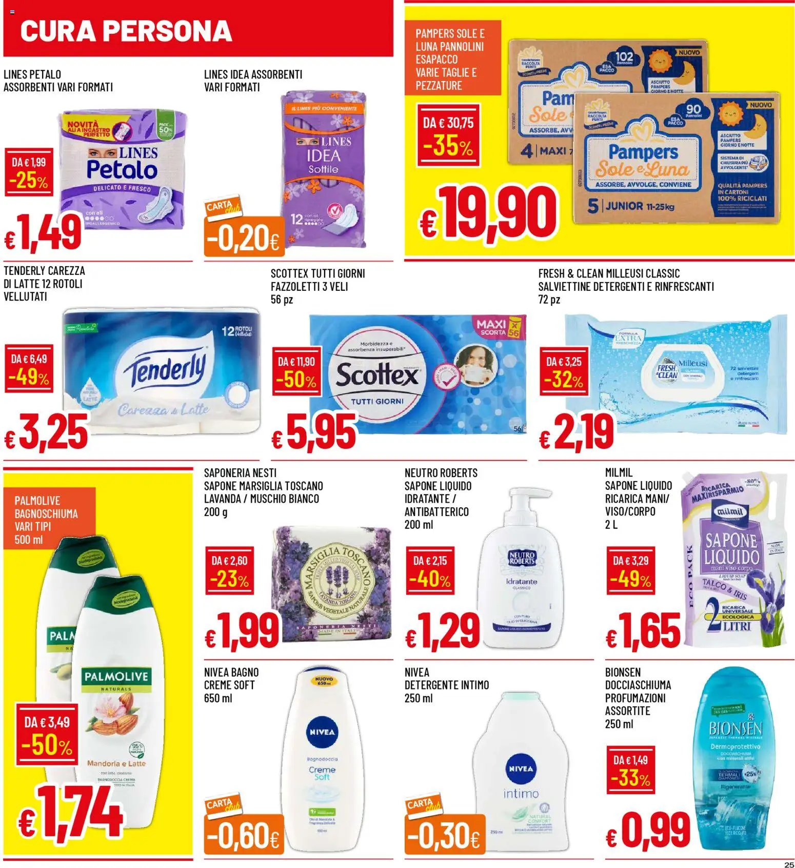 Volantino Galassia del 01.12.2025 | Pagina: 25 | Prodotti: Intimo, Talco, Pampers, Bagno