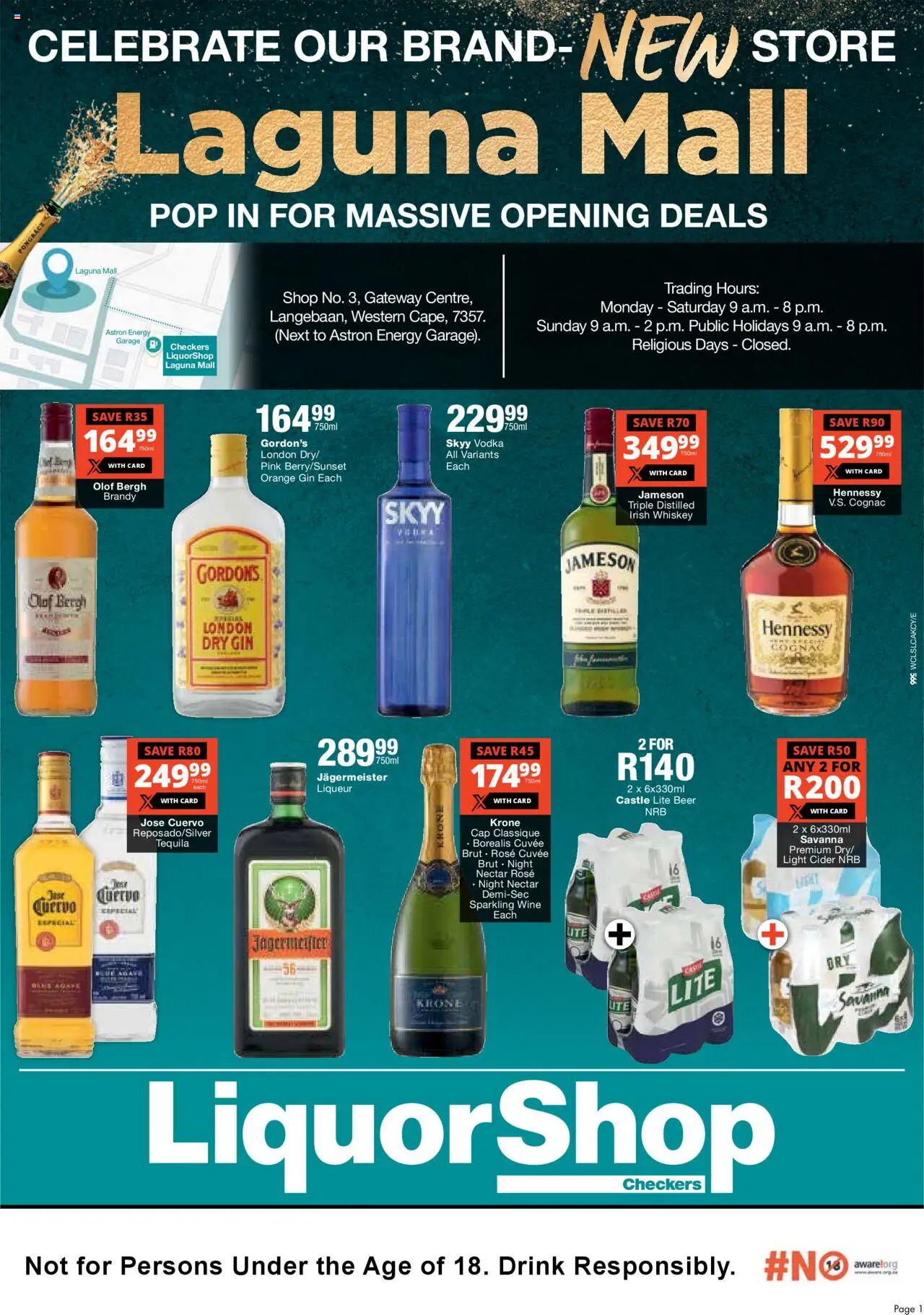 Checkers Western Cape - LiquorShop Laguna Mall Store Opening │ valid from 07.08.2025 | Page: 1 | Products: Cider, Light, Vodka, Ensalada de quino