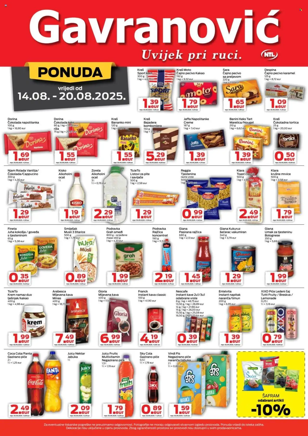 Gavranović katalog | vrijedi od 14.08.2025 | Stranica: 3 | Proizvodi: Nescafe, Ledeni čaj, Čaj, Musli