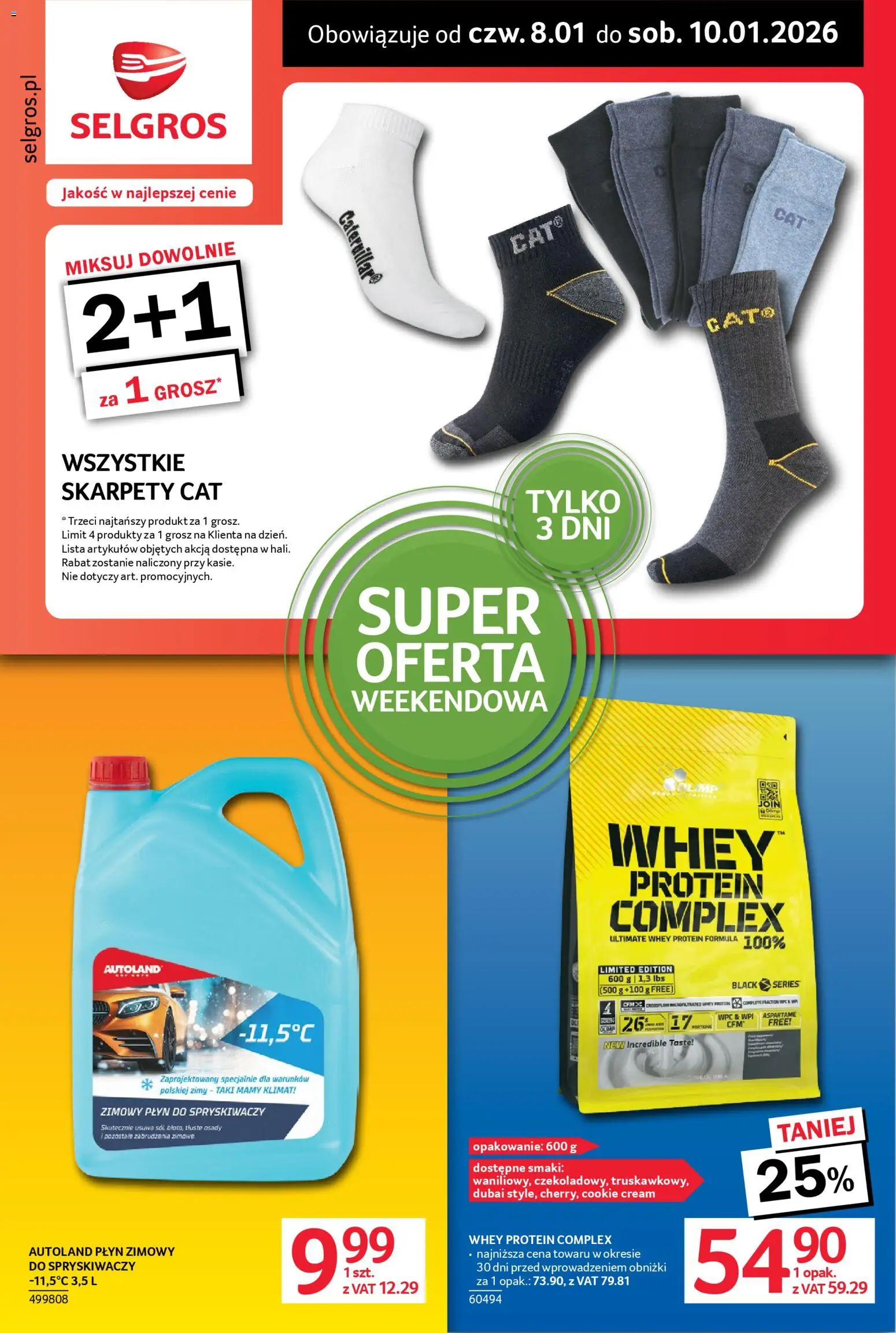 Selgros cash&carry Gazetka - Oferta weekendowa od 08.01.2026 | Strona: 1 | Produkty: Skarpety, Płyn do spryskiwaczy