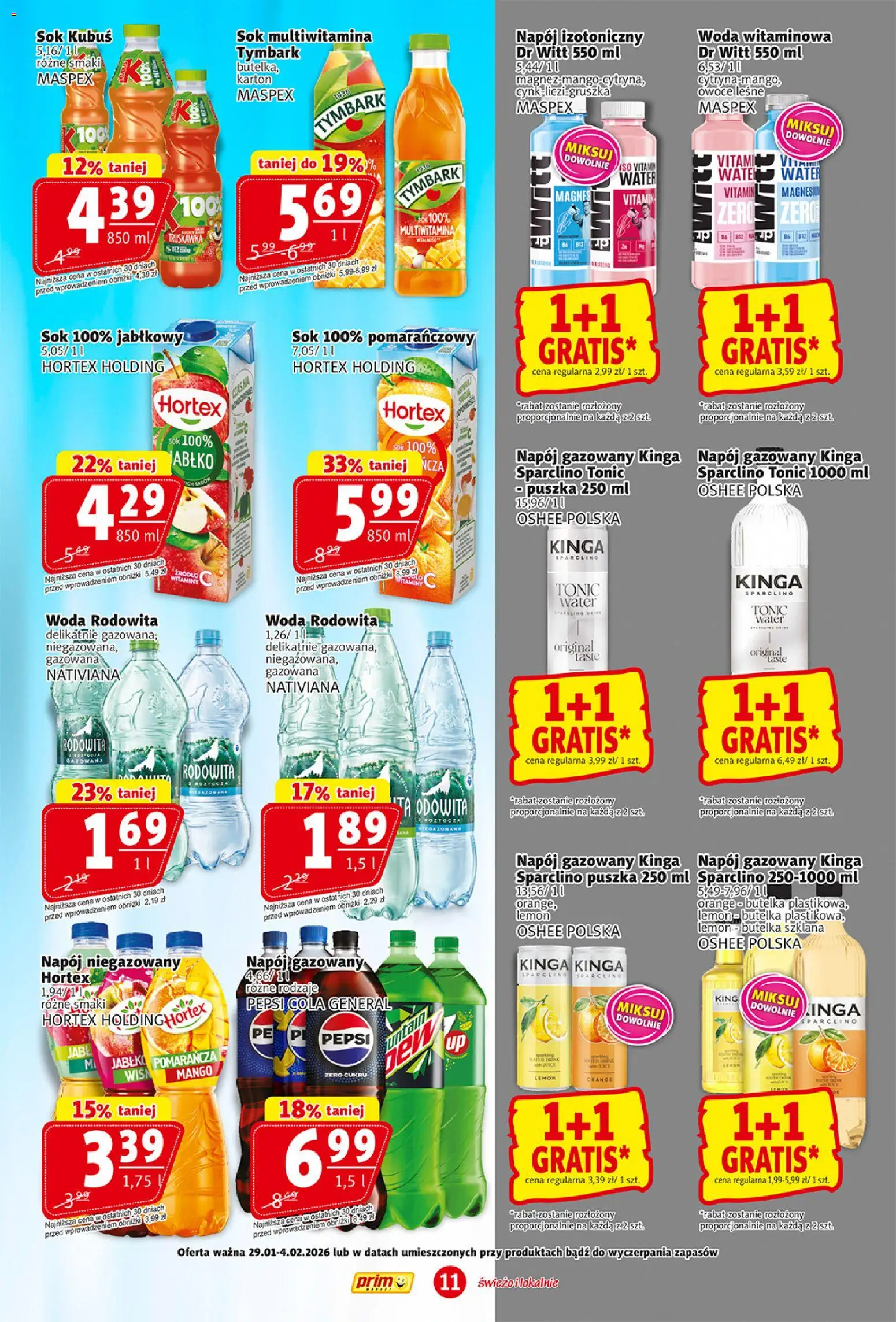 Prim Market Gazetka od 29.01.2026 | Strona: 11 | Produkty: Mango, Gruszka, Pepsi, Sok
