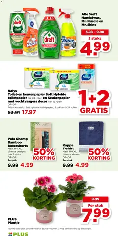 Kappa T-shirt, Maat M-XXL, diverse kleuren - Voorbeeld van een folder van Plus, geldig van 04.02.2026 | Pagina: 21 | Producten: Keukenpapier, Kan, Bébipulyka, Toilet