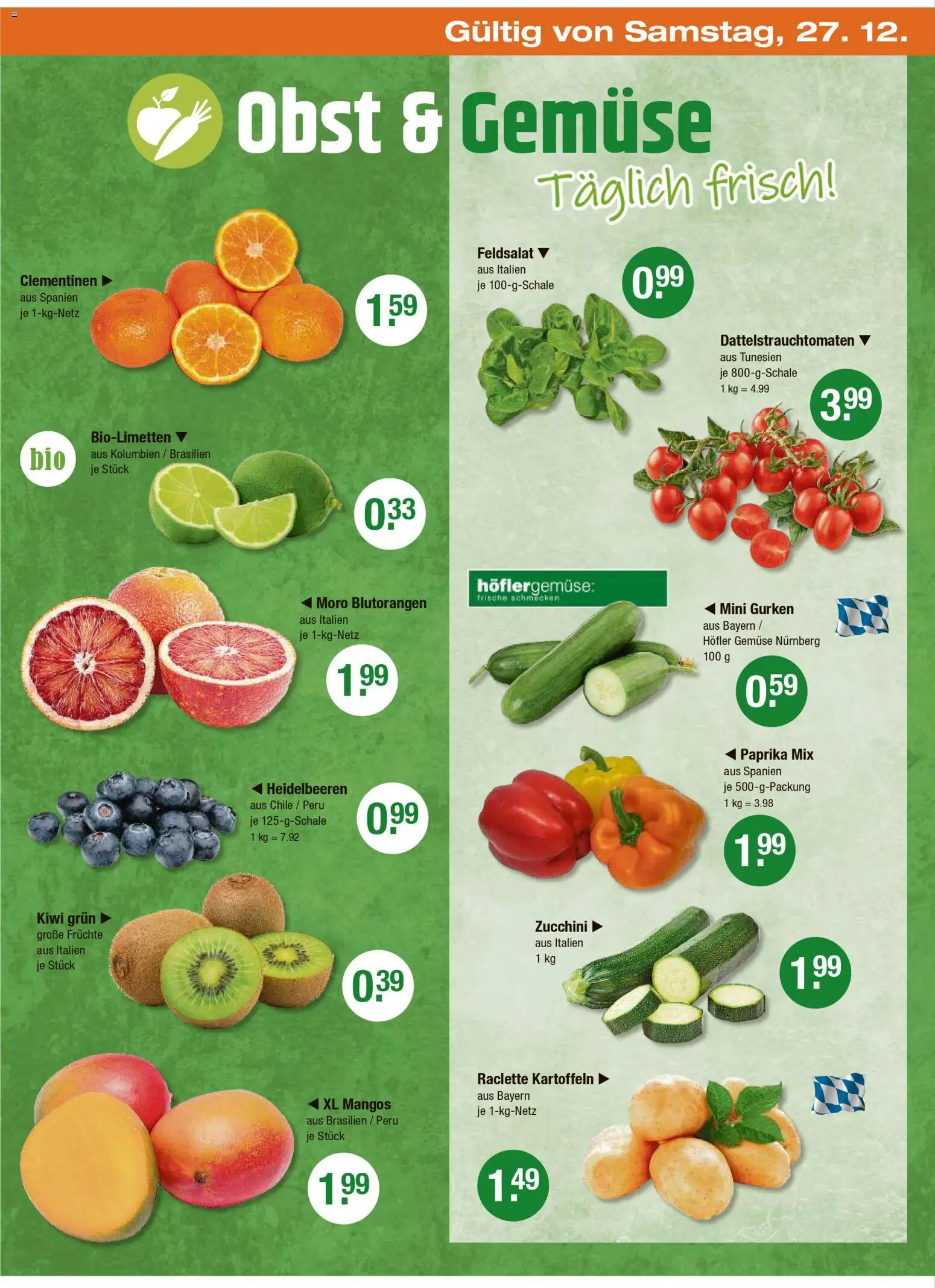 V-Markt - München – gültig ab 27.12.2025 | Seite: 4 | Produkte: Heidelbeeren, Paprika, Obst, Gurken