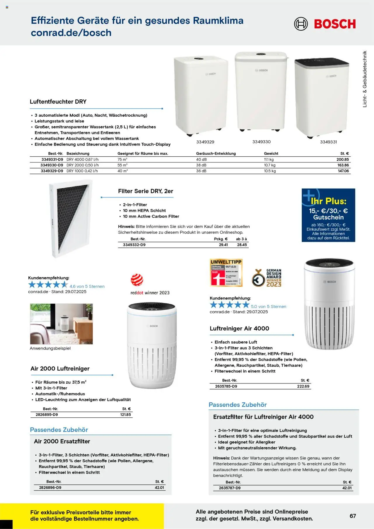 Conrad - Markenkatalog - gültig ab dem 25.08.2025 | Seite: 69 | Produkte: Bosch, Gewicht, Luftreiniger