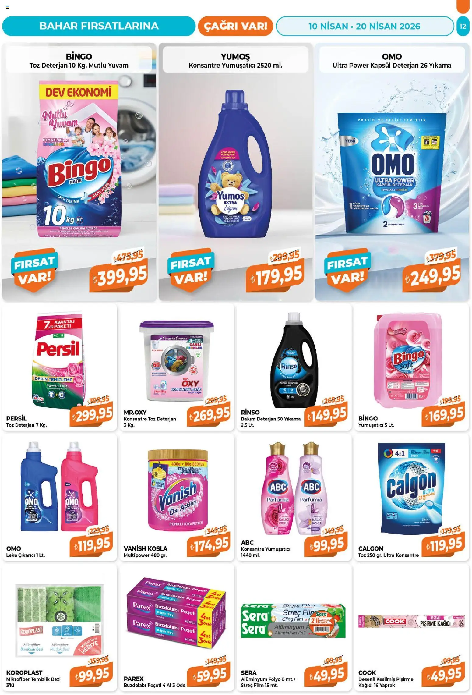 Çağrı Market Katalog - 10.04.2026 tarihinden itibaren geçerlidir | Sayfa: 12 | Ürünler: Yumuşatıcı, Leke çıkarıcı, Deterjan, Buzdolabı