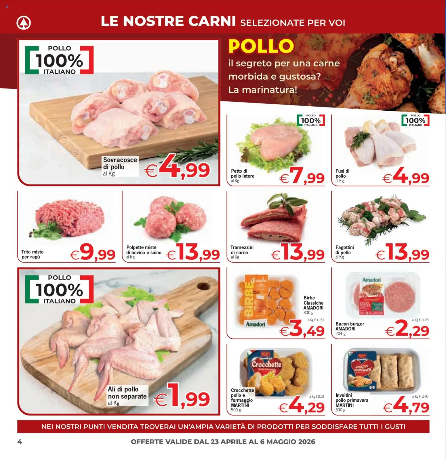 Volantino Eurospar del 23.04.2026 | Pagina: 4 | Prodotti: Suino, Formaggio, Crocchette, Polpette