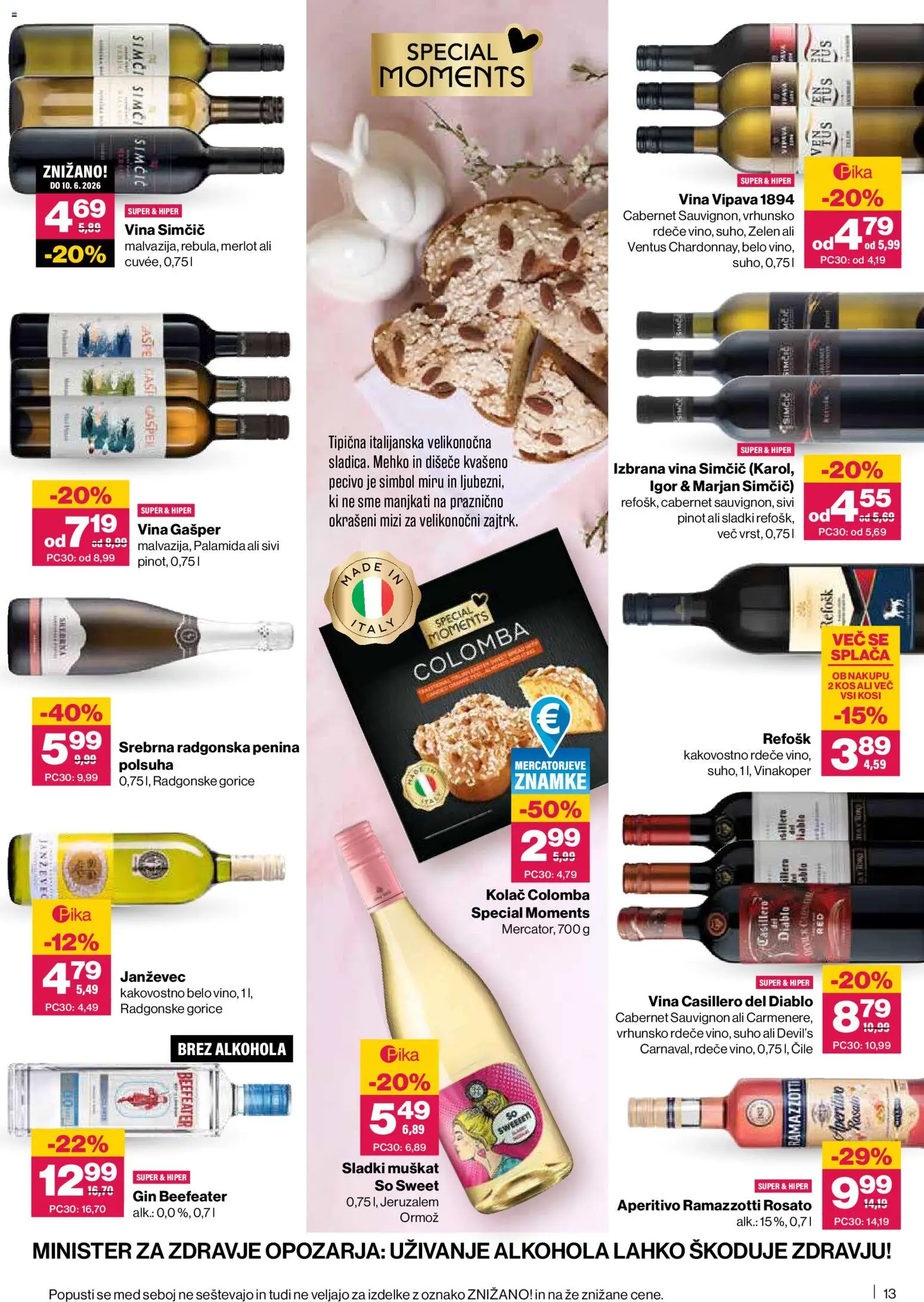 Novi Mercator katalog ponudbe – veljaven od 02.04.2026 | Stran: 13 | Izdelki: Kolač, Kos, Penina, Gin