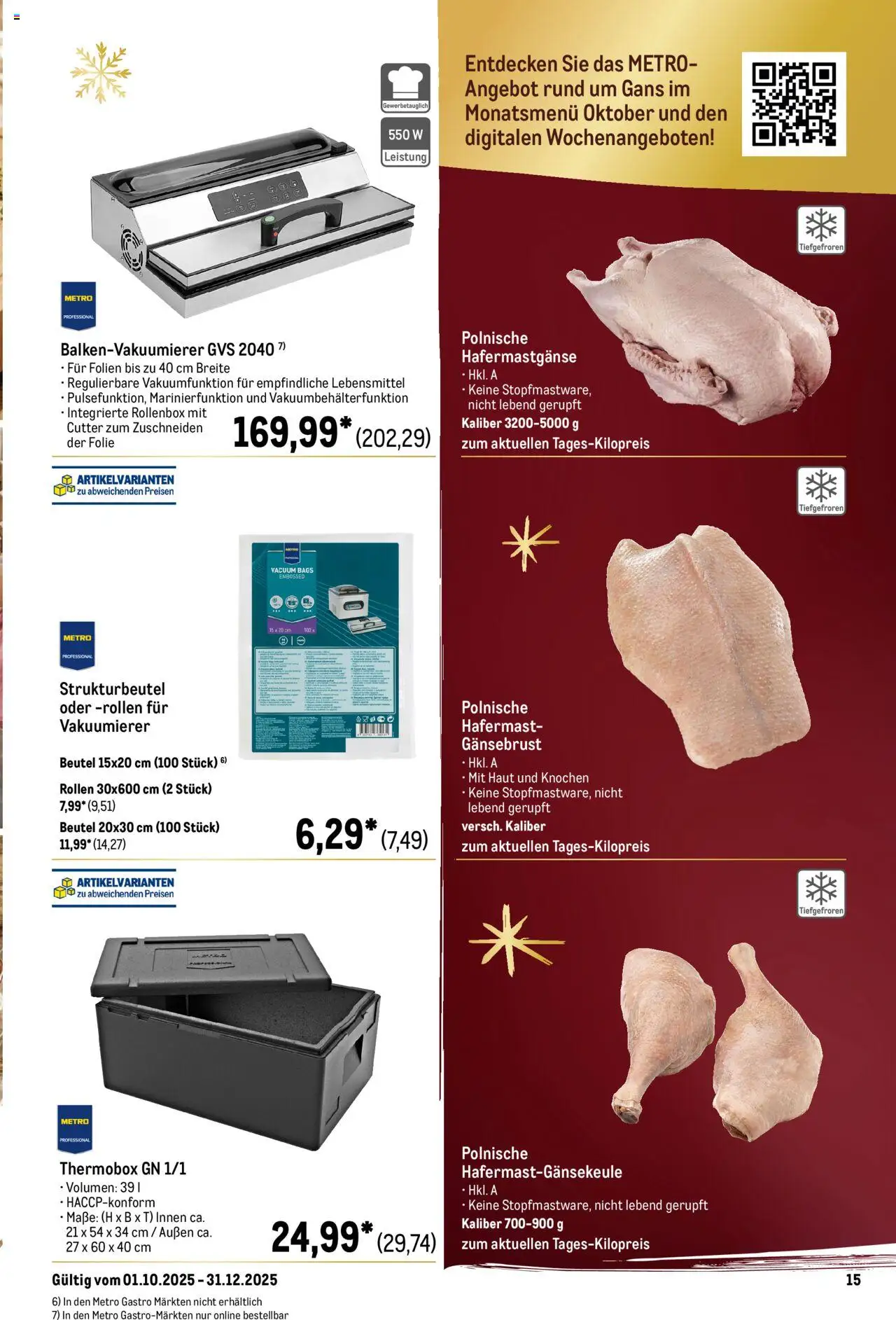 Metro Saisonkatalog "Perfekt ausgestattet" – gültig ab 01.10.2025 | Seite: 15 | Produkte: Cutter, Vakuumierer