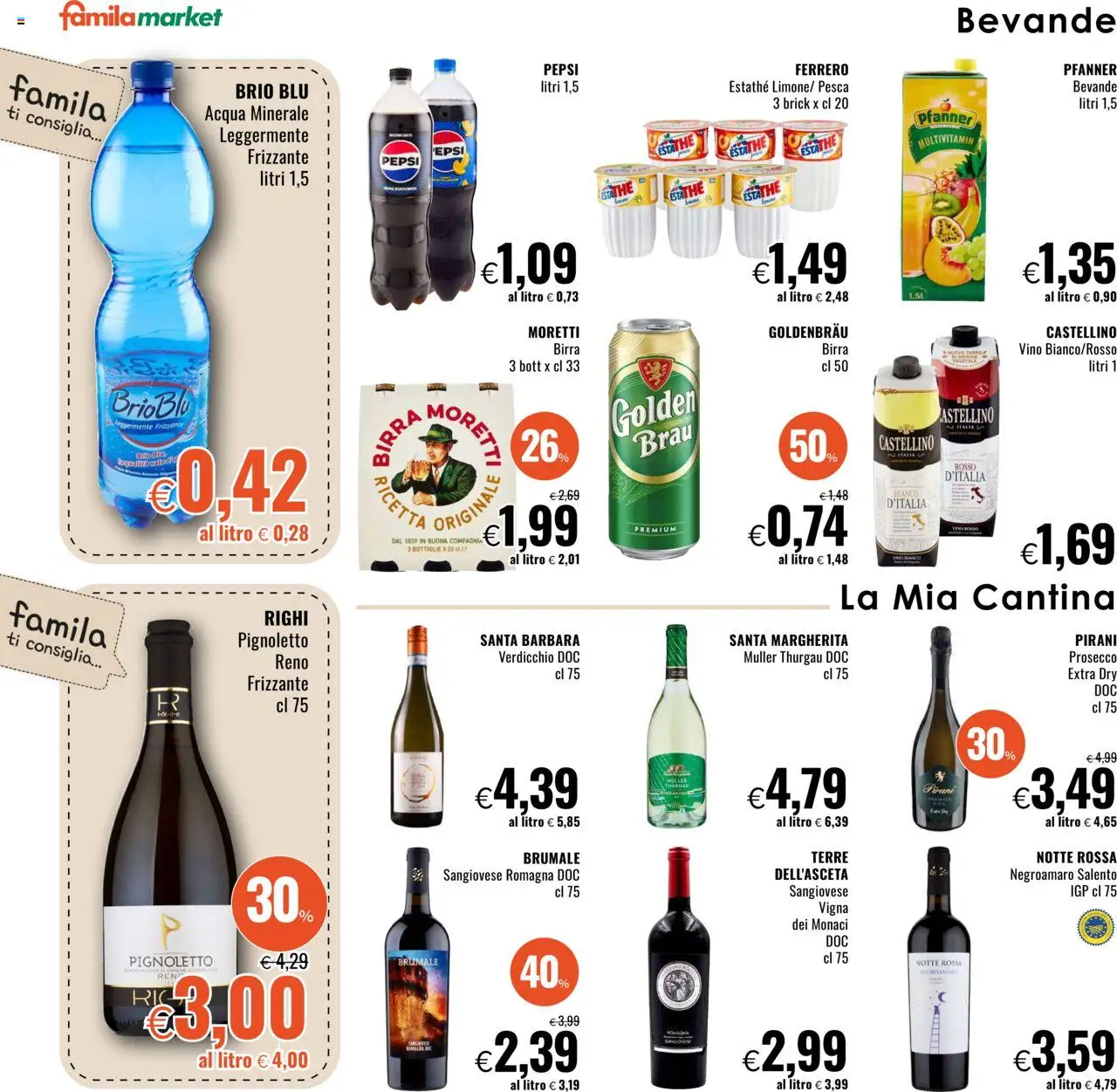 Volantino Famila del 21.08.2025 | Pagina: 12 | Prodotti: Acqua, Vino, Pesca, Acqua minerale