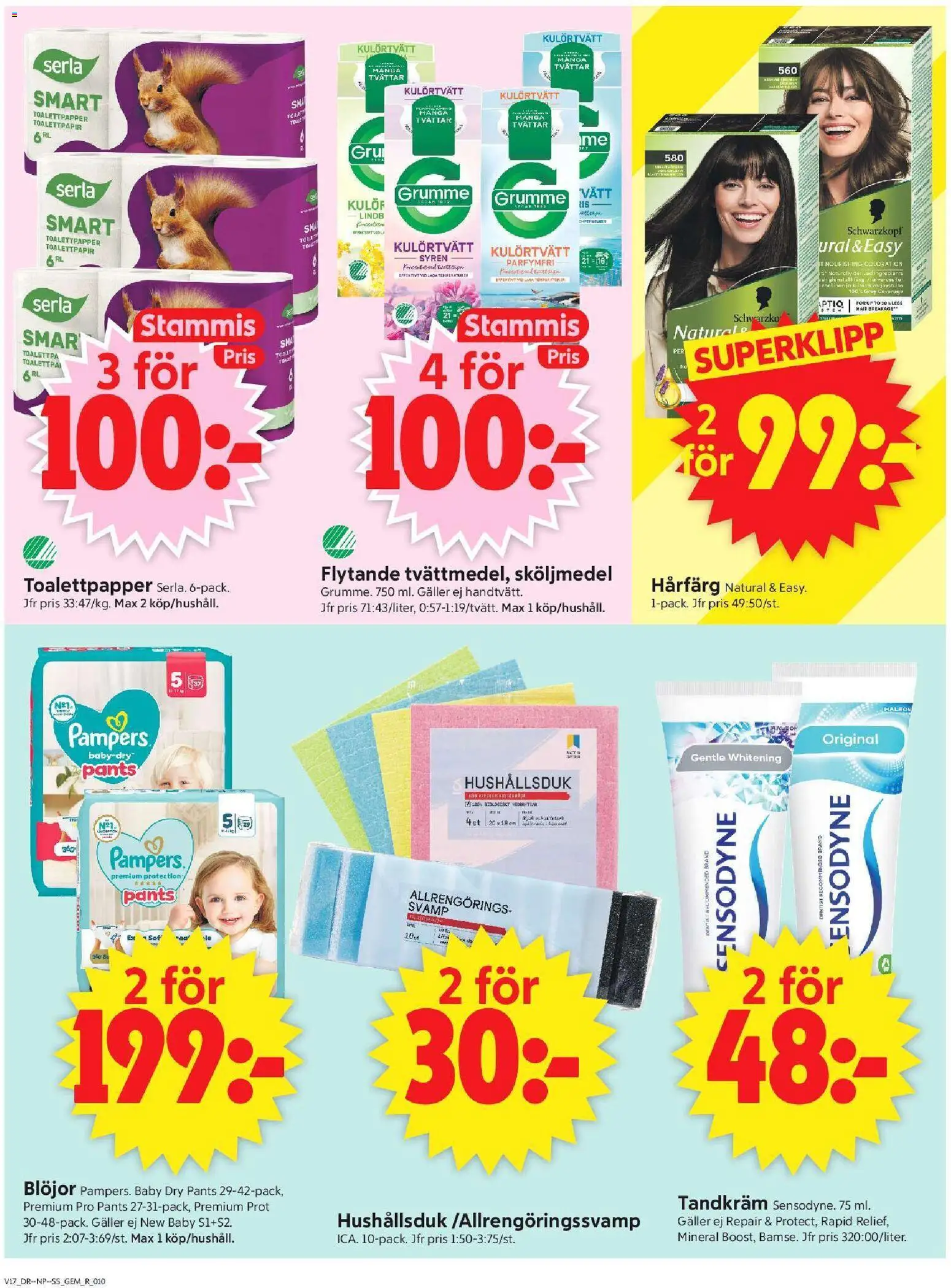 ICA Supermarket reklamblad aktuell från 20.04.2026 | Sida: 12 | Produkter: Hårfärg, Sköljmedel, Galler, Blöjor