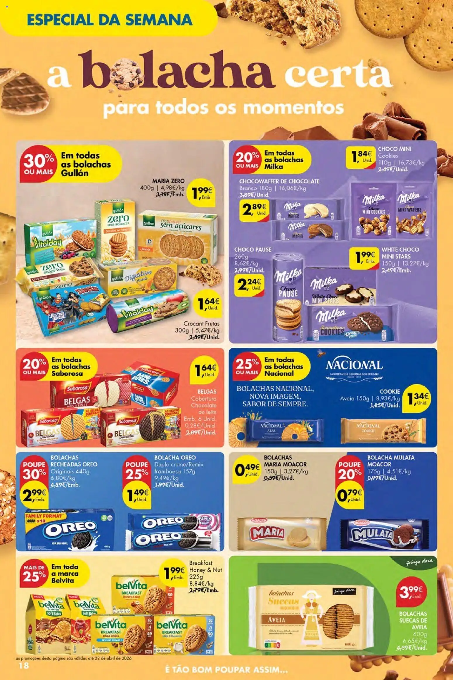 Pingo Doce Poupe Esta Semana Açores │ válido de 09.04.2026 | Página: 18 | Produtos: Aveia, Bolacha mulata, Bolachas, Chocolate