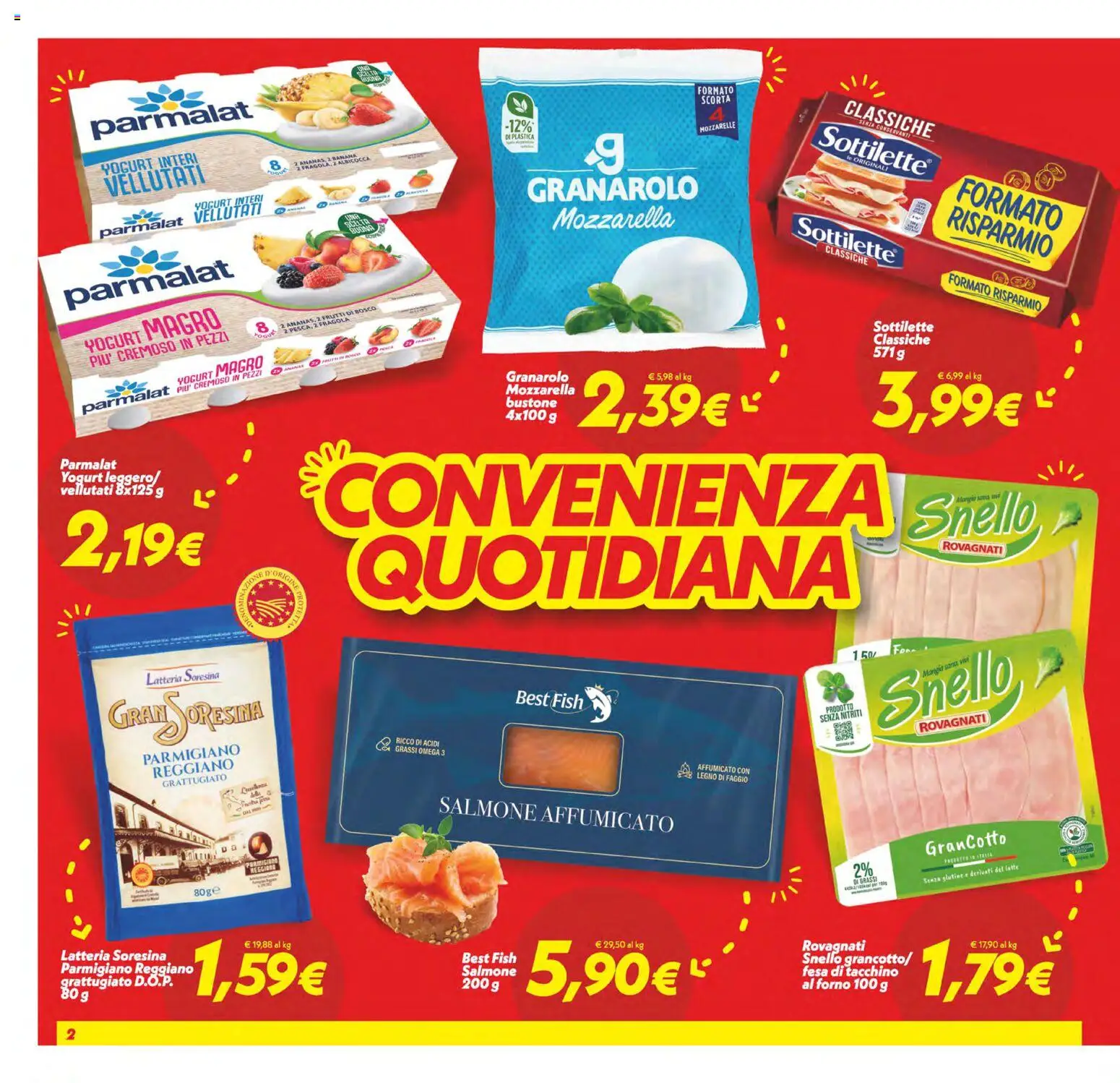 Volantino SuperConveniente del 24.10.2025 | Pagina: 2 | Prodotti: Salmone, Mozzarella, Parmigiano reggiano, Parmigiano