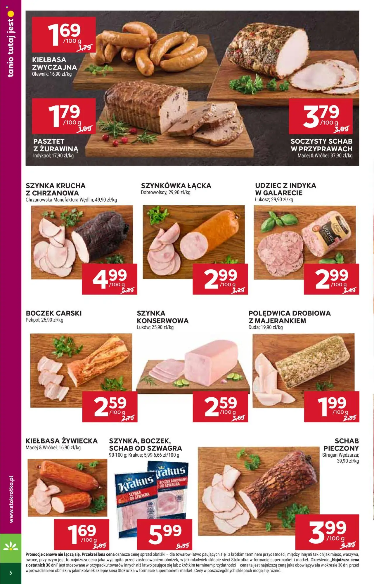 Stokrotka Gazetka - Market od 21.08.2025 | Strona: 6 | Produkty: Kiełbasa, Schab, Stokrotka, Żurawina