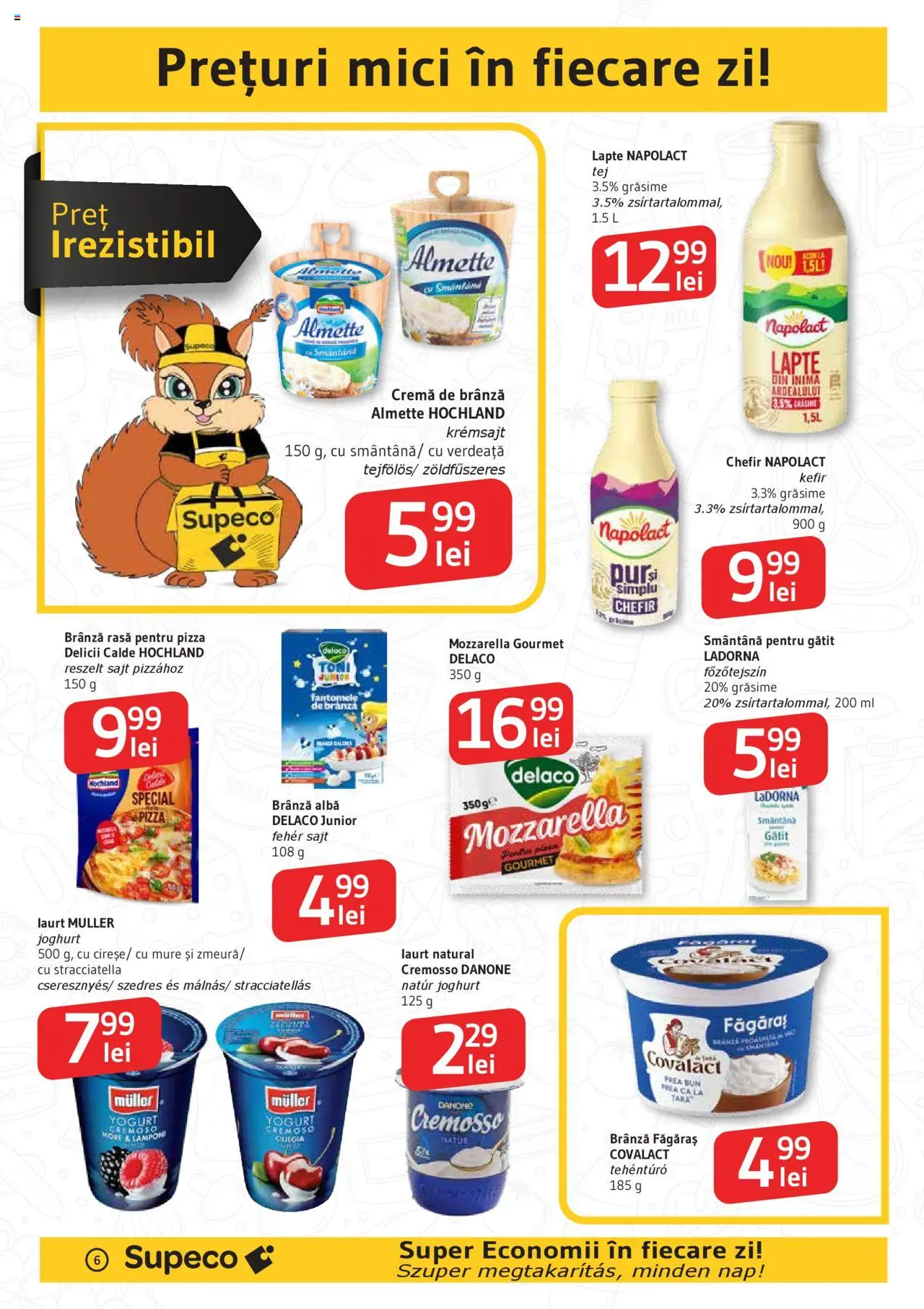Noul catalog Supeco – valabil de la 16.10.2025 | Pagină: 6 | Produse: Mozzarella, Lapte, Cremă, Smântână