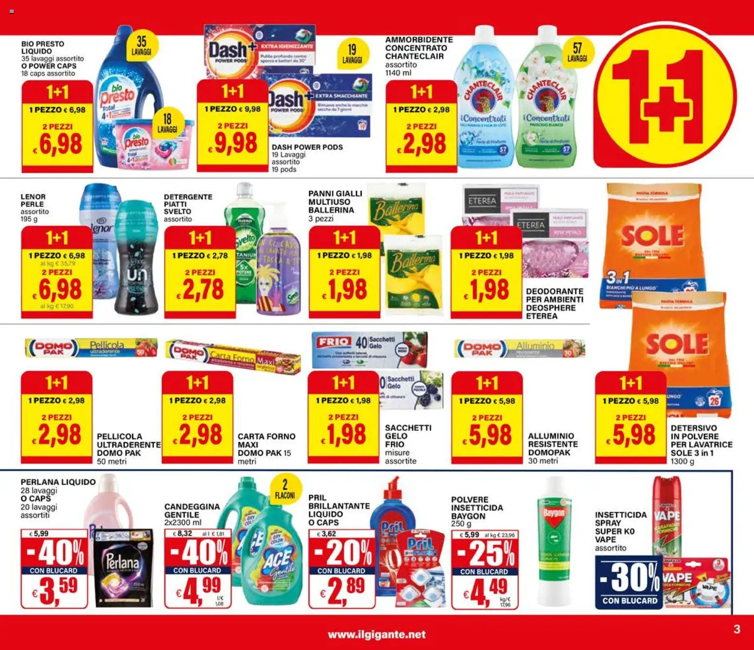 Volantino Il Gigante del 09.04.2026 | Pagina: 3 | Prodotti: Candeggina, Forno, Carta forno, Insetticida